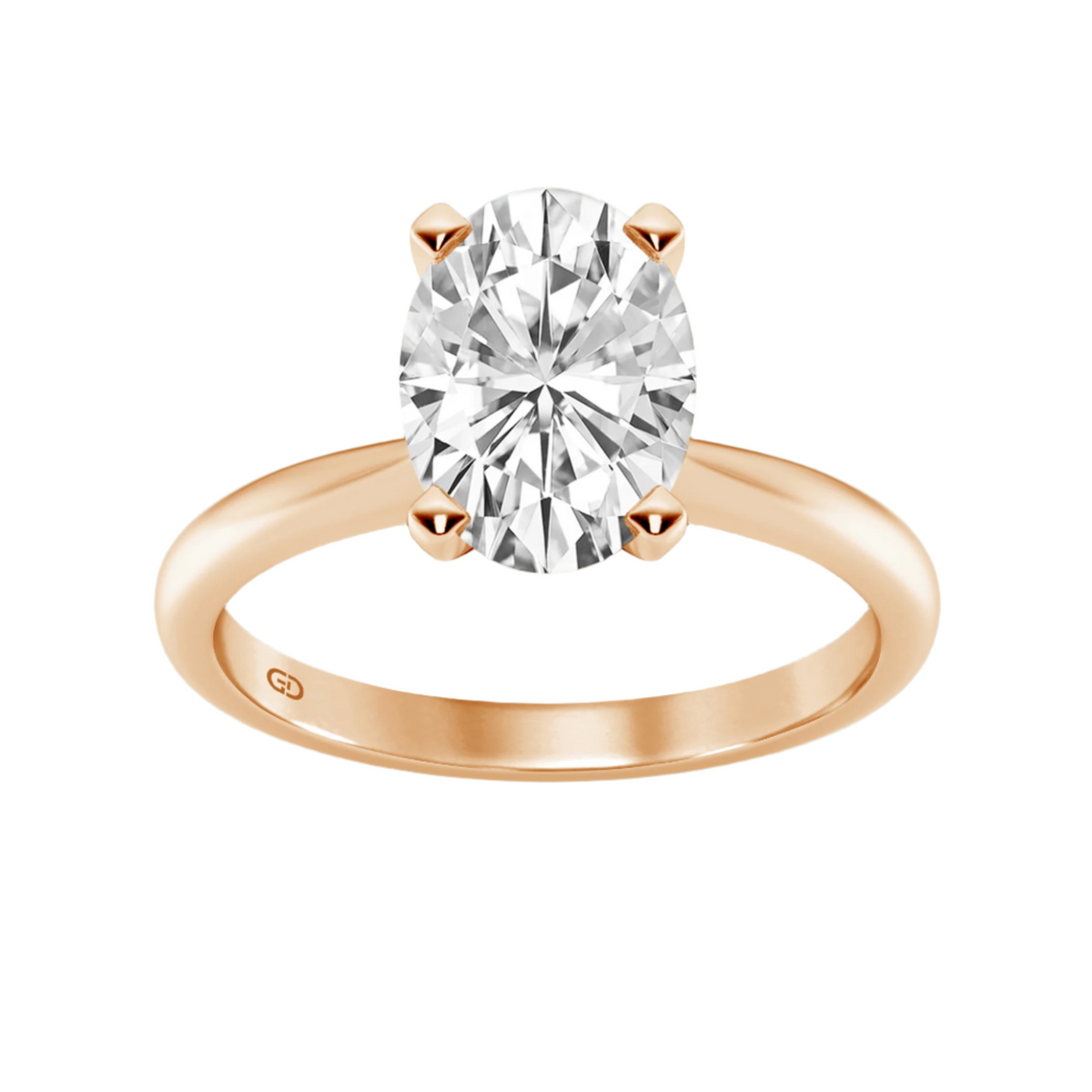 Gleaming Edge Oval Cut Diamond  in Silver 925 Ring with Gold Vermeil