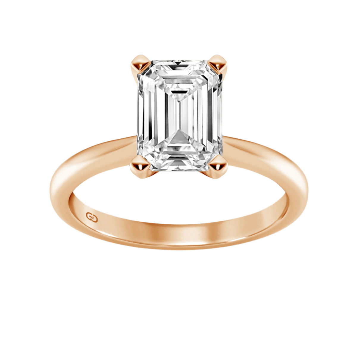 Lab Grown Diamond Solitaires Emerald Cut - 2. 00 cts Ring in 10kt Gold