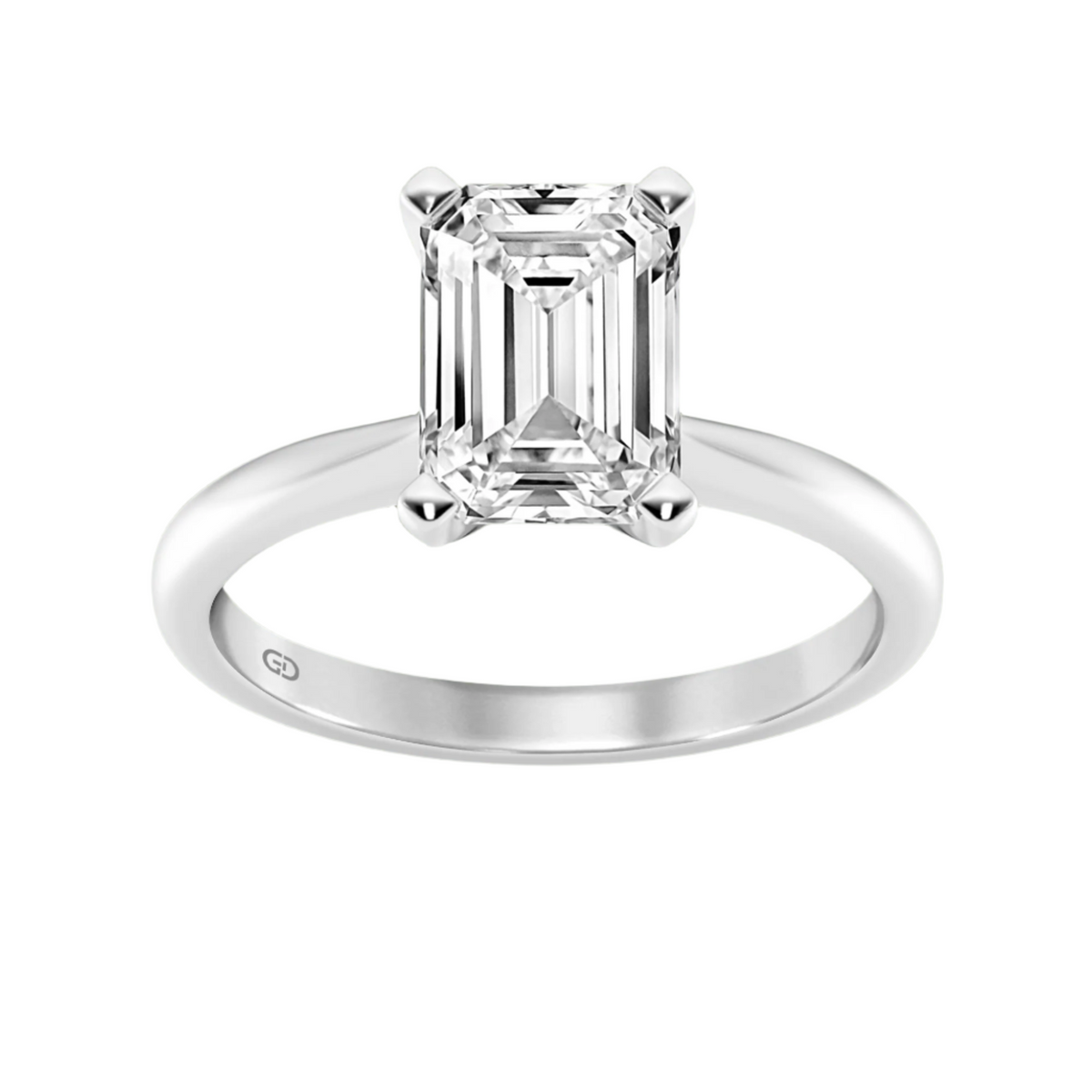 Lab Grown Diamond Solitaires Emerald Cut - 2. 00 cts Ring in 10kt Gold