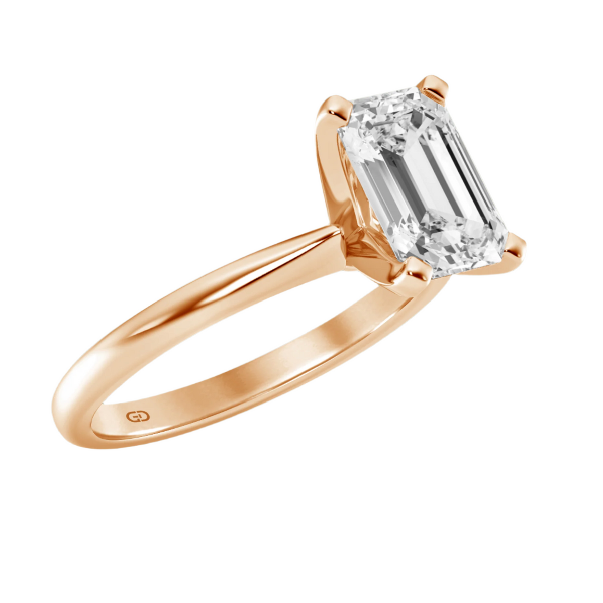 Gleaming Edge - Emerald Diamond  in Silver 925 Ring with Gold Vermeil  2.00 ct