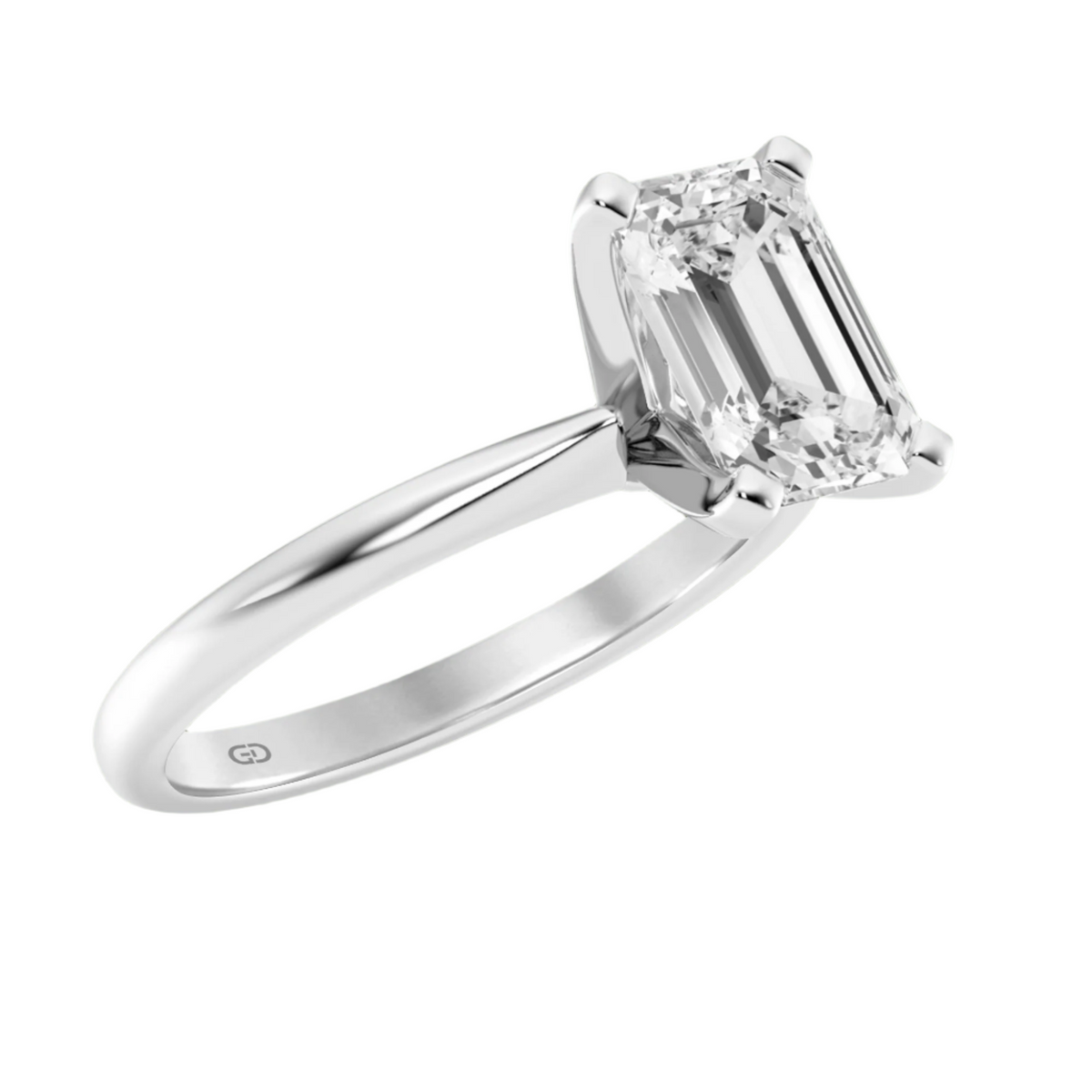 Gleaming Edge - Emerald Diamond  in Silver 925 Ring with Gold Vermeil  2.00 ct