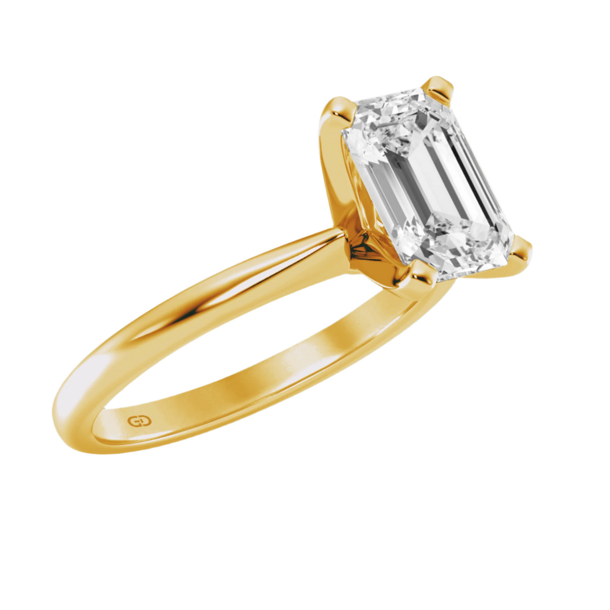 Gleaming Edge - Emerald Diamond  in Silver 925 Ring with Gold Vermeil  2.00 ct