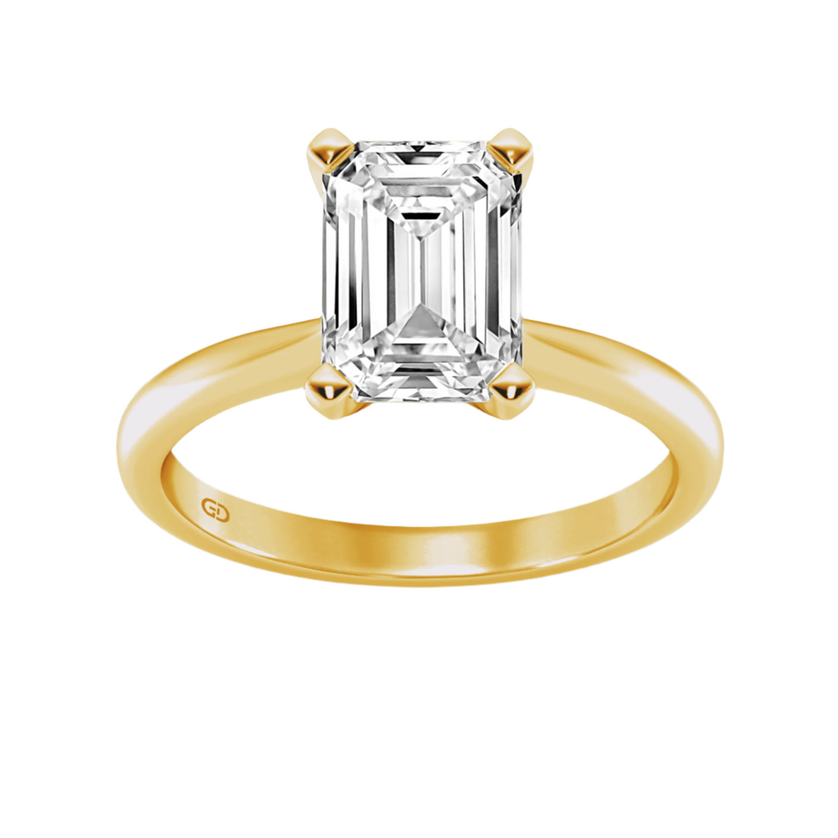 Gleaming Edge - Emerald Diamond  in Silver 925 Ring with Gold Vermeil  2.00 ct