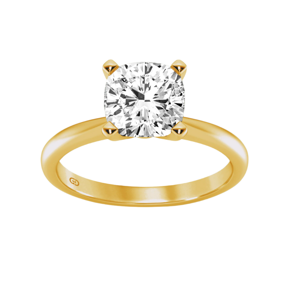 Gleaming Edge Solitaires Cushion Cut Lab Grown Diamond Ring - 10KT Gold