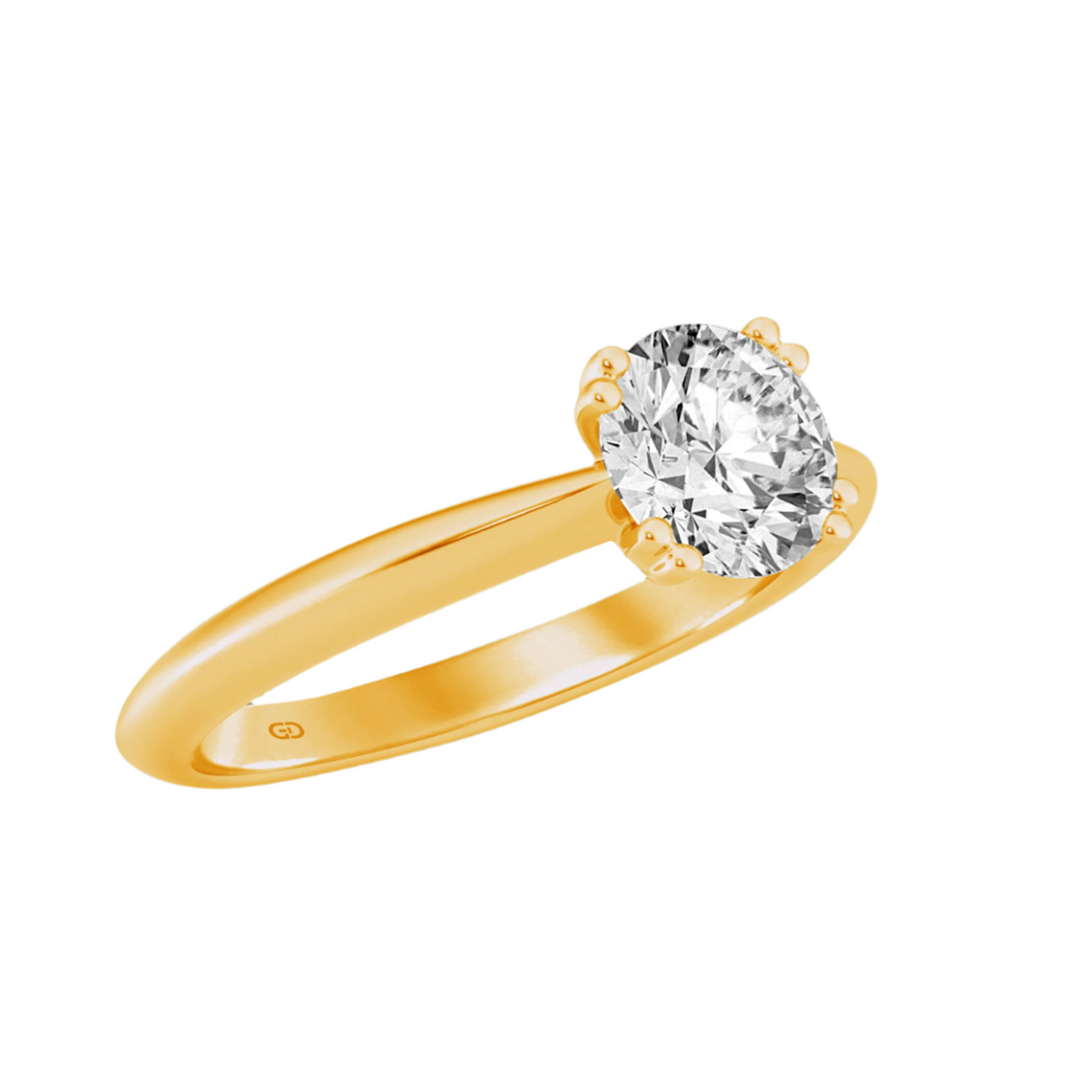 Shielded Brilliance Round Brilliant Cut Solitaires in Silver 925 Ring with Gold Vermeil Plated