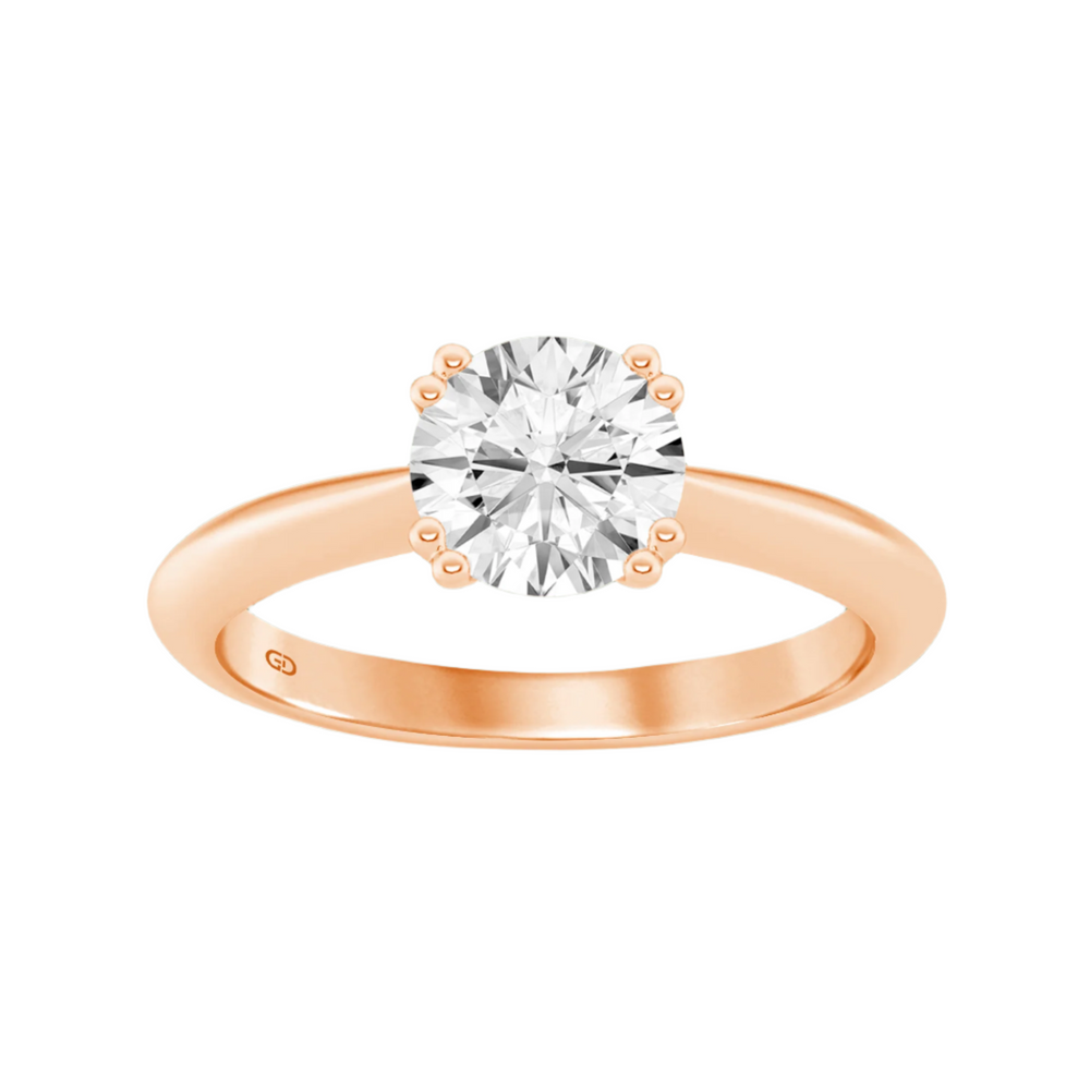 Shielded Brilliance Round Brilliant Cut Solitaires in Silver 925 Ring with Gold Vermeil 2.00 ct