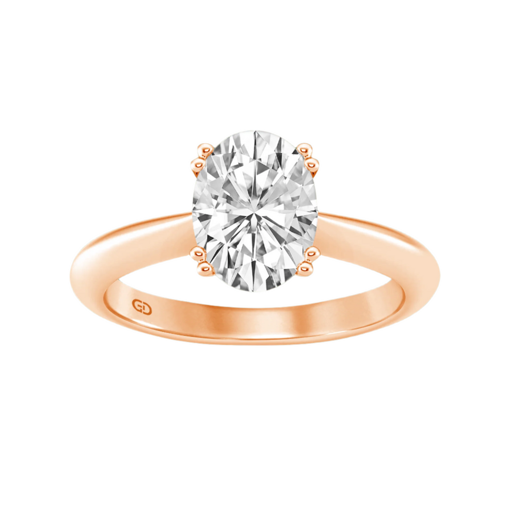 Shielded Oval Cut Diamond in Silver 925 Ring with Gold Vermeil