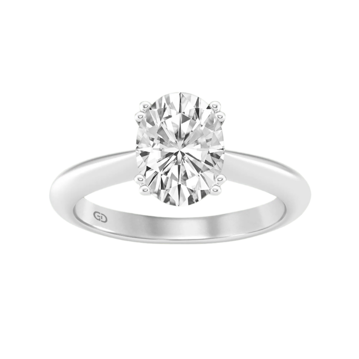 Shielded Oval Cut Diamond in Silver 925 Ring with Gold Vermeil