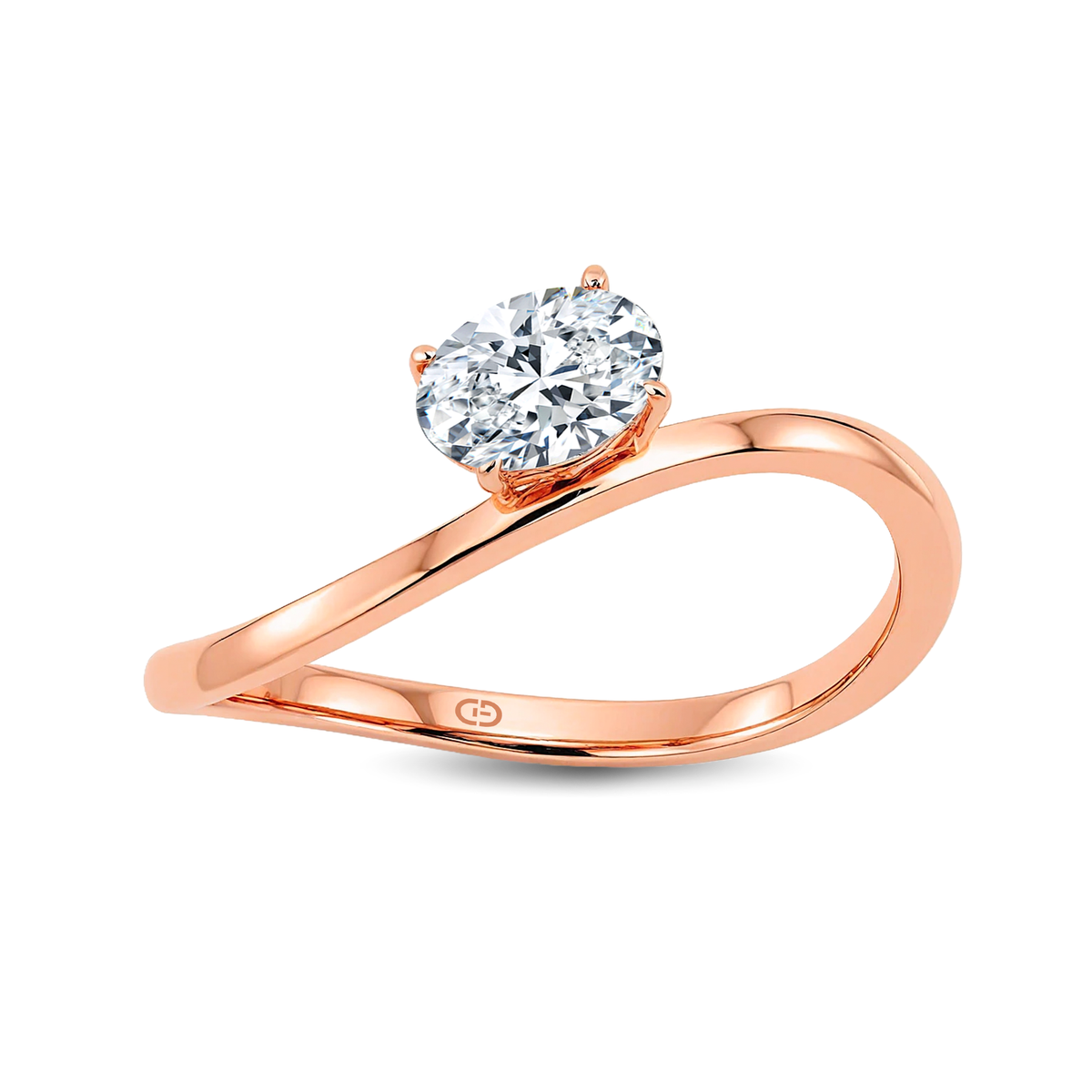 Sleek Curved Band 0.30ct Oval Lab-Grown Diamond Ring