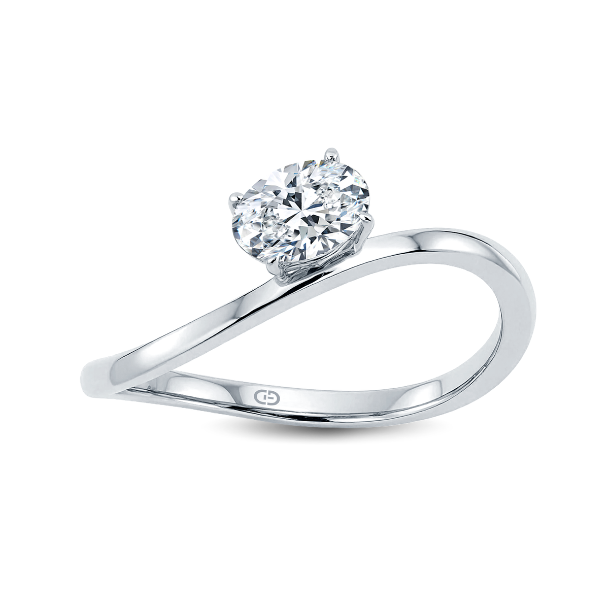 Sleek Curved Band 0.30ct Oval Lab-Grown Diamond Ring