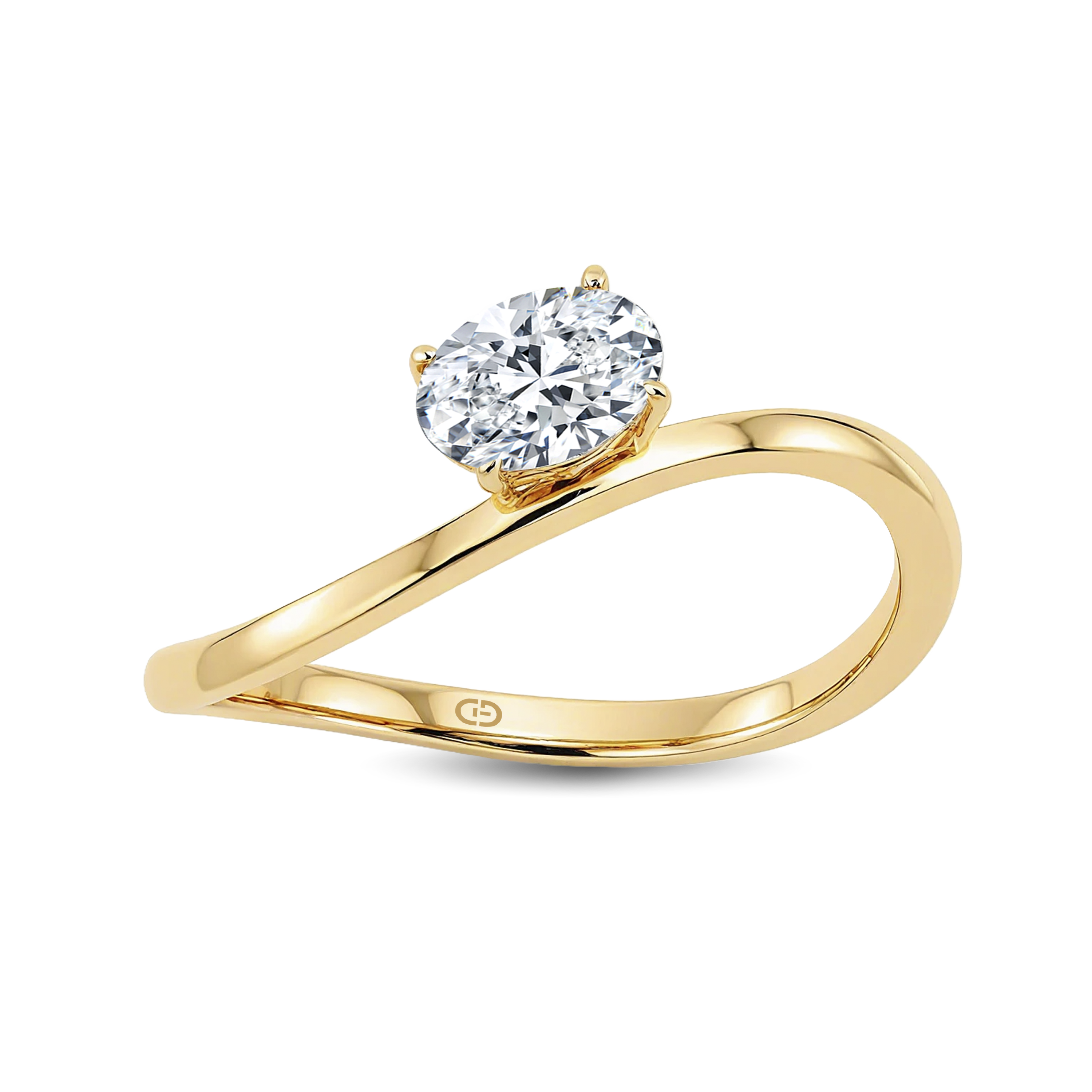 Sleek Curved Band 0.30ct Oval Lab-Grown Diamond Ring