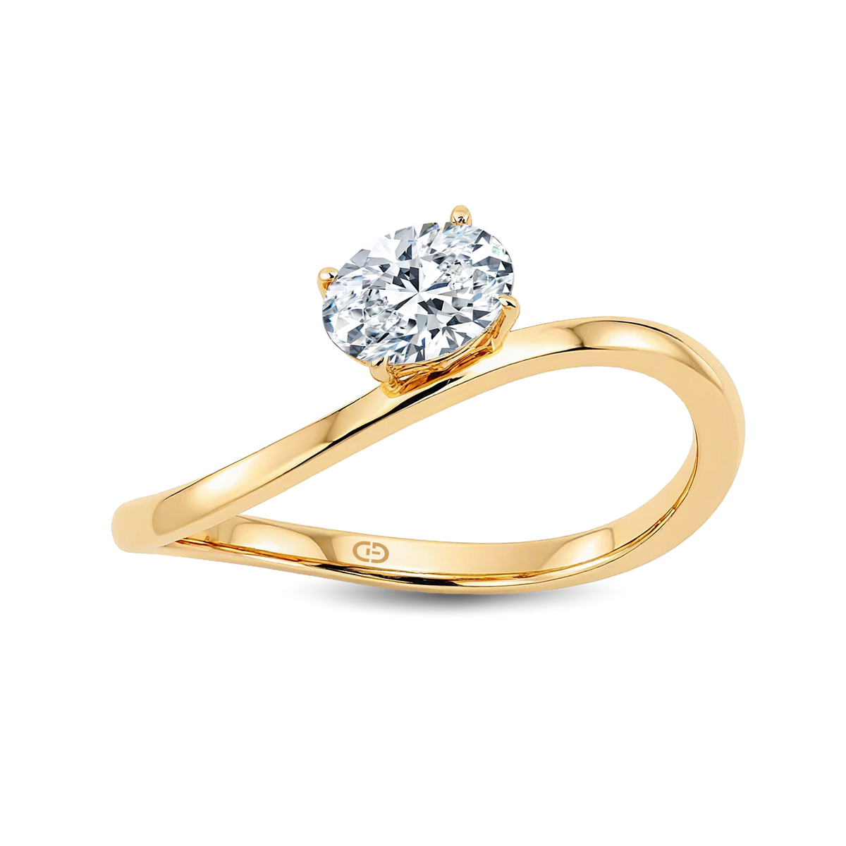 Sleek Curved Band 0.30ct Oval Lab-Grown Diamond Ring
