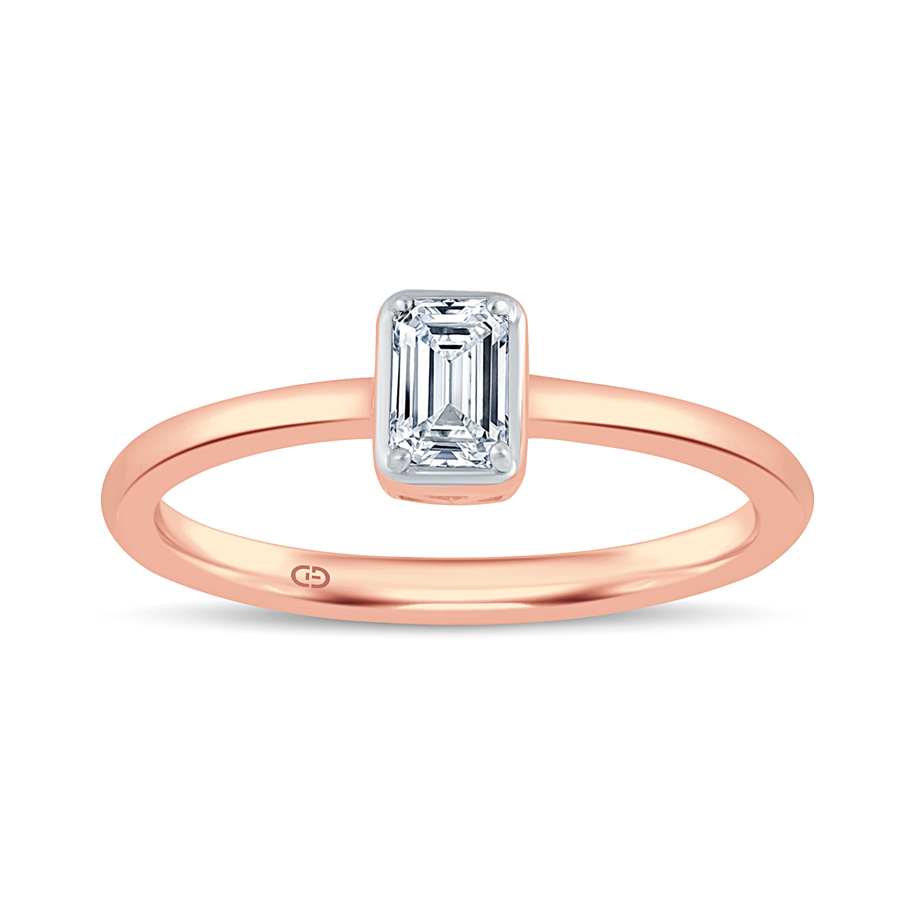 GrownńDiva 0.30 CT Emerald Cut Lab Diamond Solitaire Ring | Bezel Set