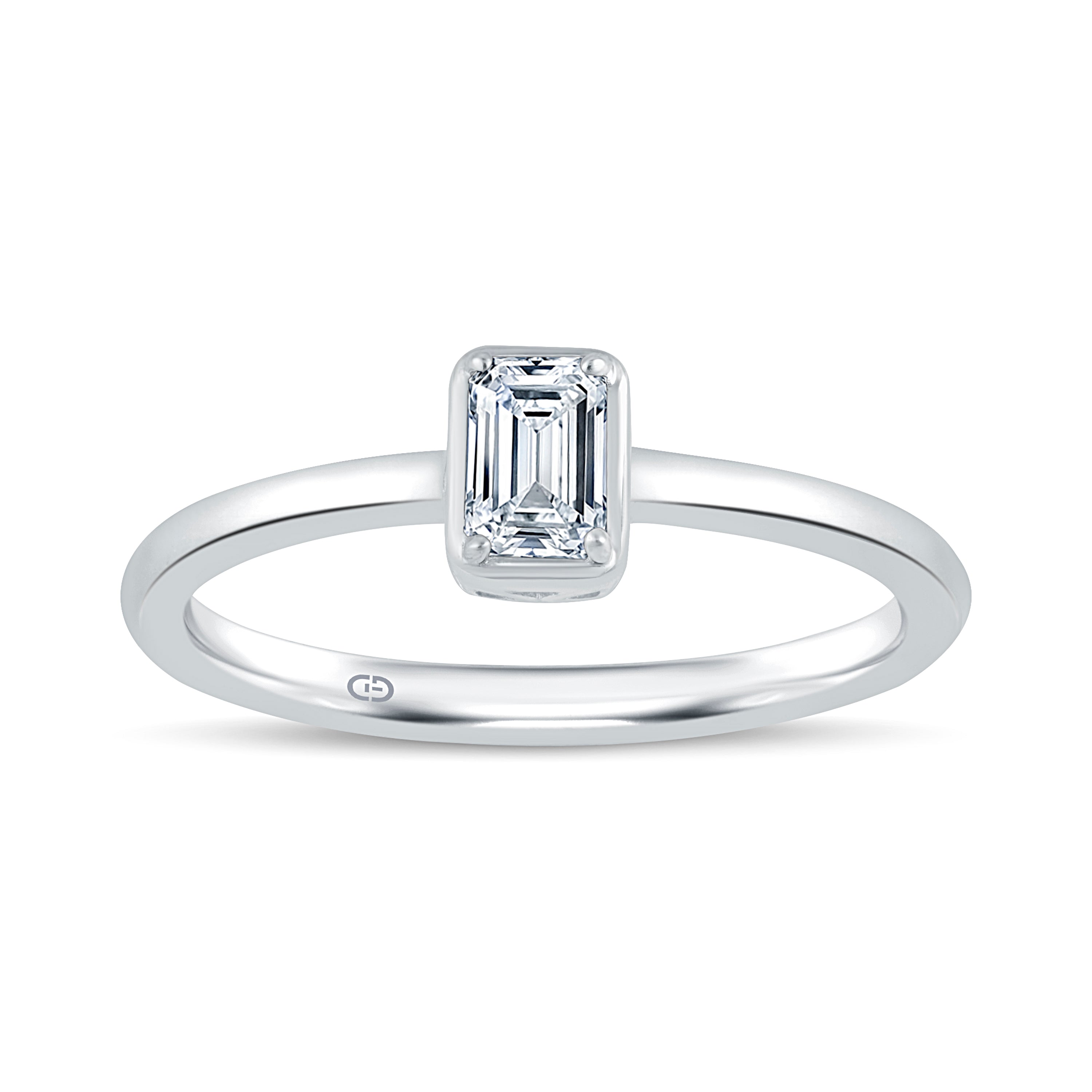 GrownńDiva 0.30 CT Emerald Cut Lab Diamond Solitaire Ring | Bezel Set