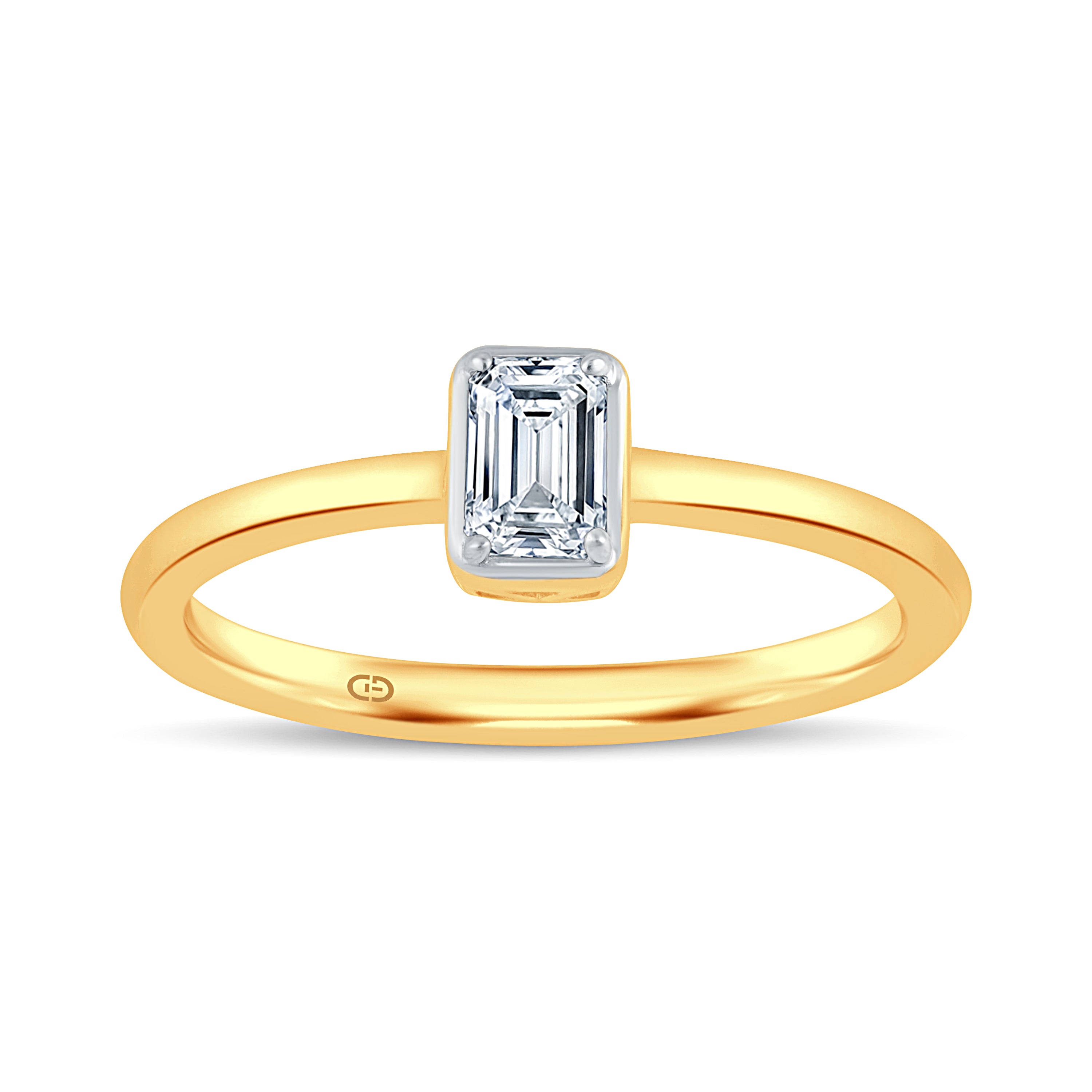GrownńDiva 0.30 CT Emerald Cut Lab Diamond Solitaire Ring | Bezel Set