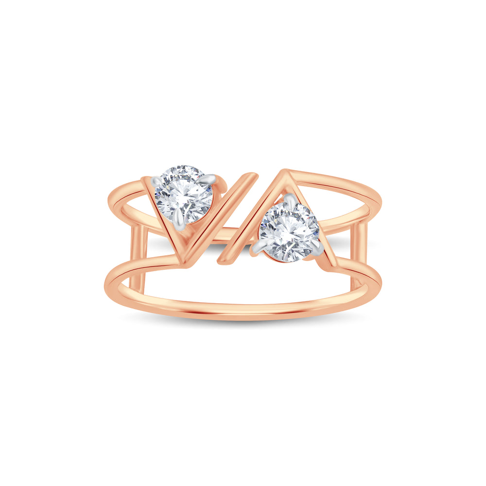 The Split V Tête-à-Moi Two-Stone Lab Diamond Ring | by GrownńDiva