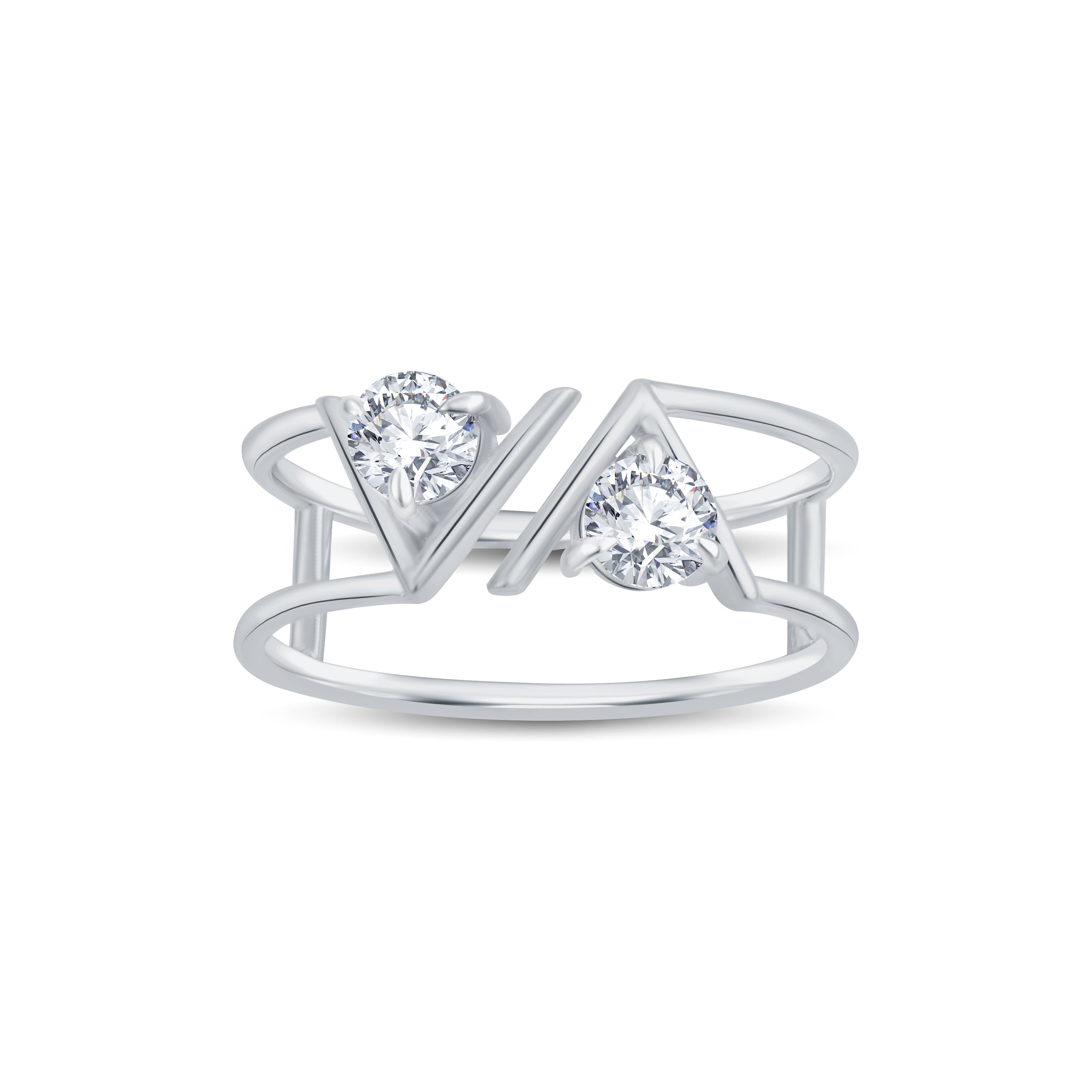 The Split V Tête-à-Moi Two-Stone Lab Diamond Ring | by GrownńDiva