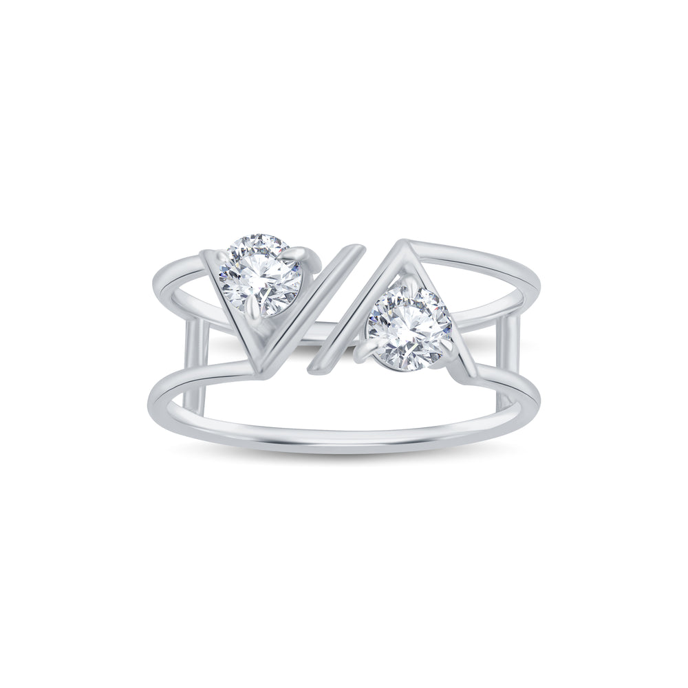 The Split V Tête-à-Moi Two-Stone Lab Diamond Ring | by GrownńDiva