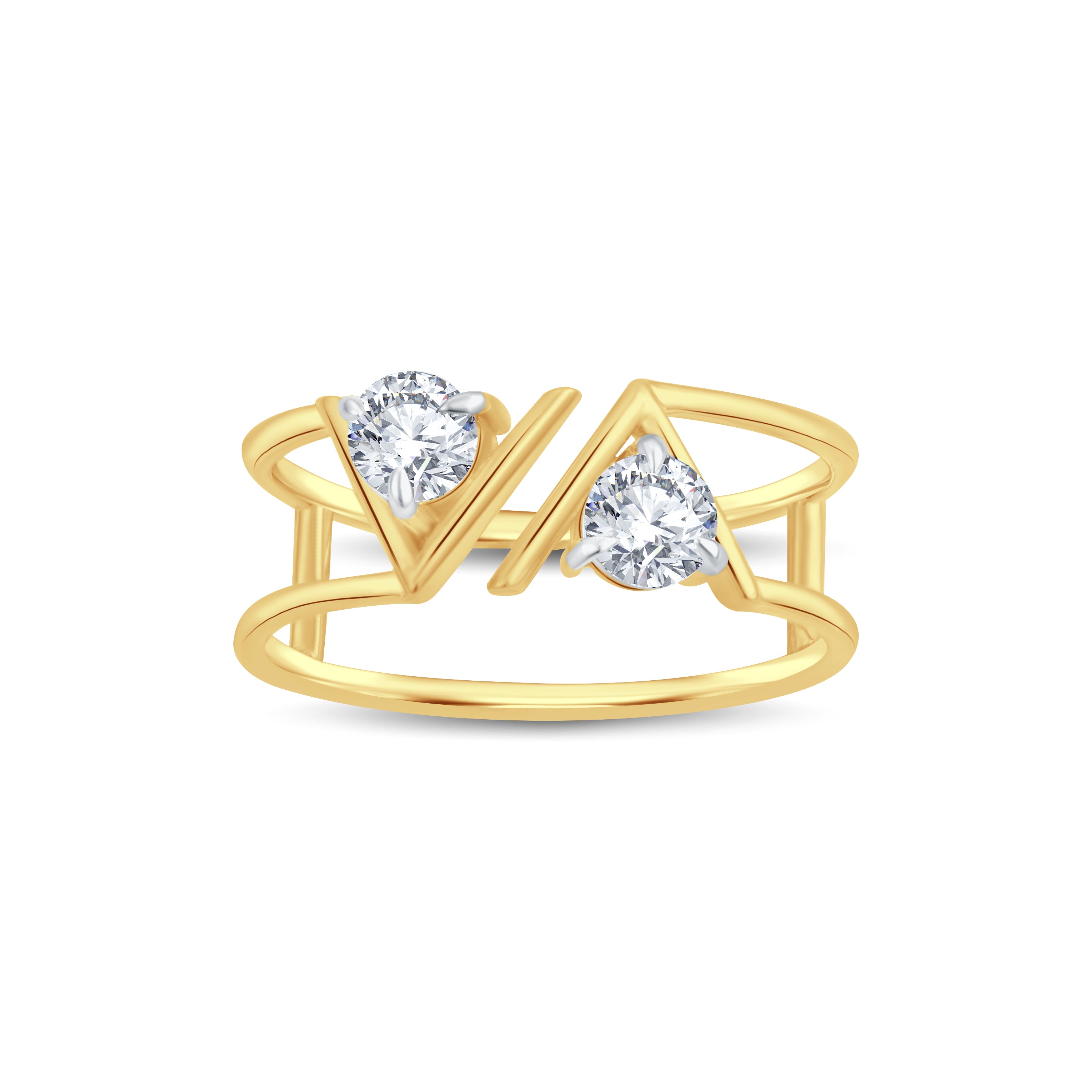 The Split V Tête-à-Moi Two-Stone Lab Diamond Ring | by GrownńDiva