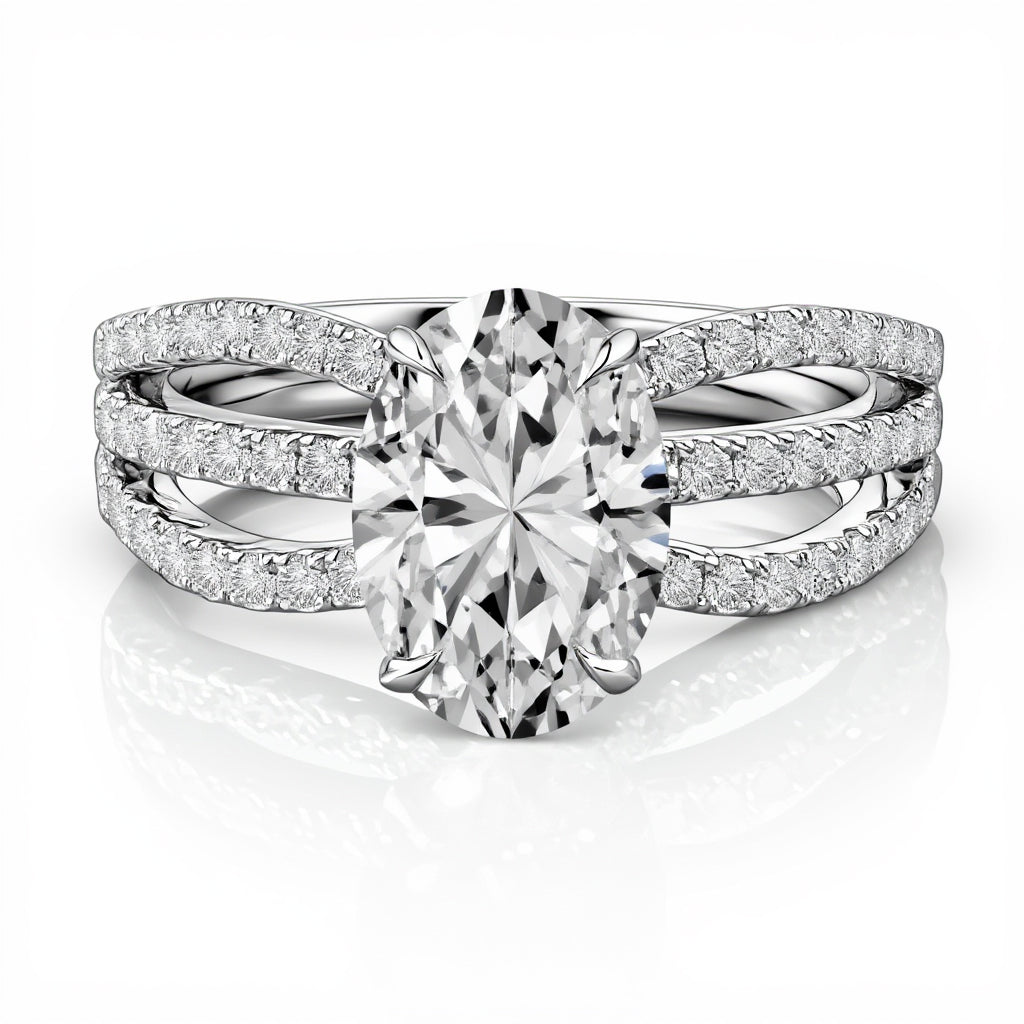 2.00 CT Oval Solitaire Ring in 925 Silver & 18KT Gold Vermeil with 0.58 CT Side Diamonds – GrownńDiva