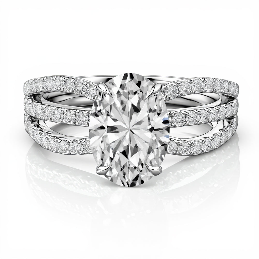 2.00 CT Oval Solitaire Ring in 925 Silver & 18KT Gold Vermeil with 0.58 CT Side Diamonds – GrownńDiva