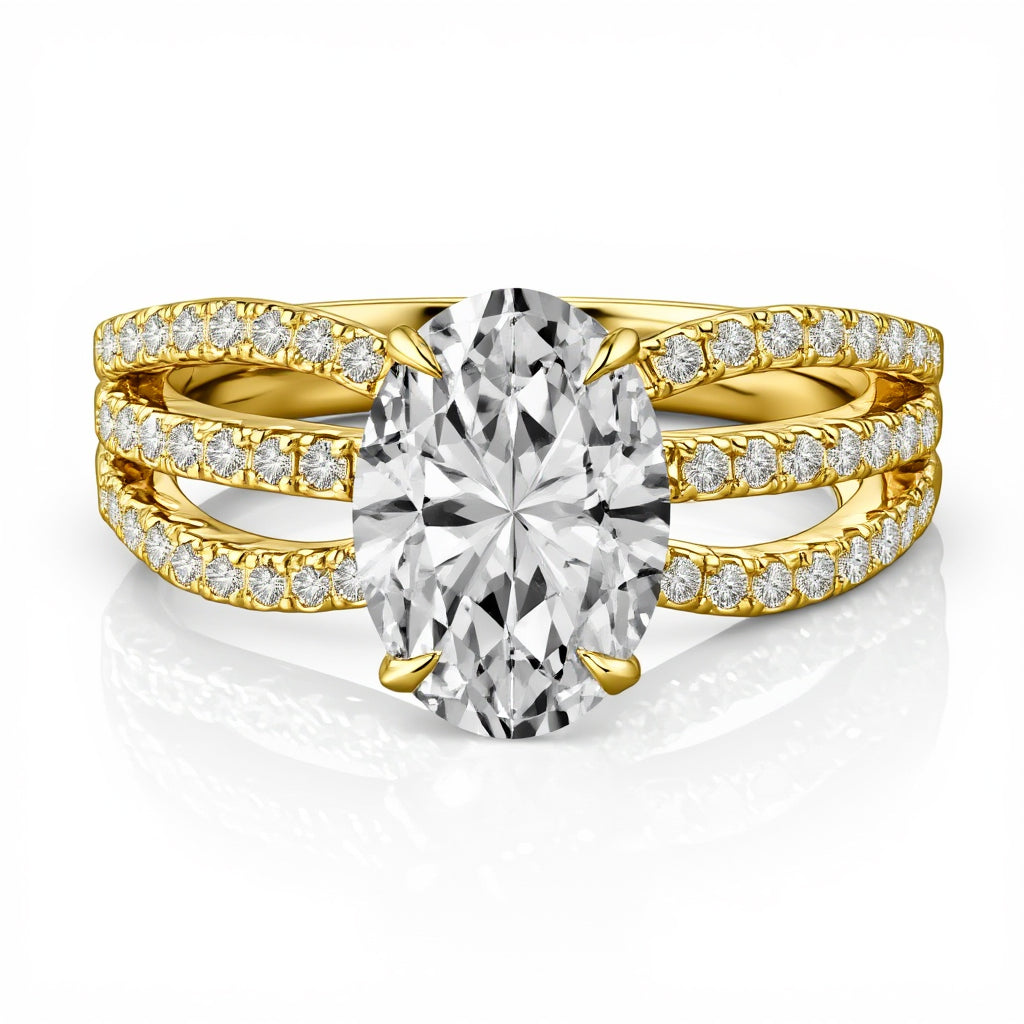 2.00 CT Oval Solitaire Ring in 925 Silver & 18KT Gold Vermeil with 0.58 CT Side Diamonds – GrownńDiva