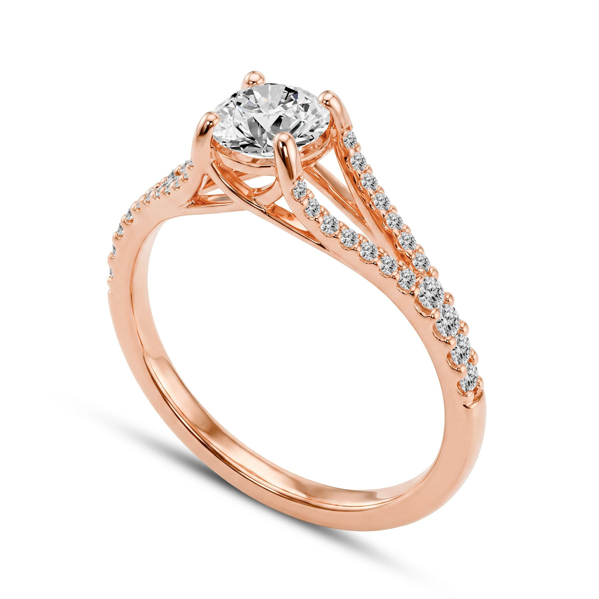 1.00 CTW Round Lab-Grown Diamond Split-Shank Solitaire Ring in 18kt Gold Vermeil.GrownnDiva