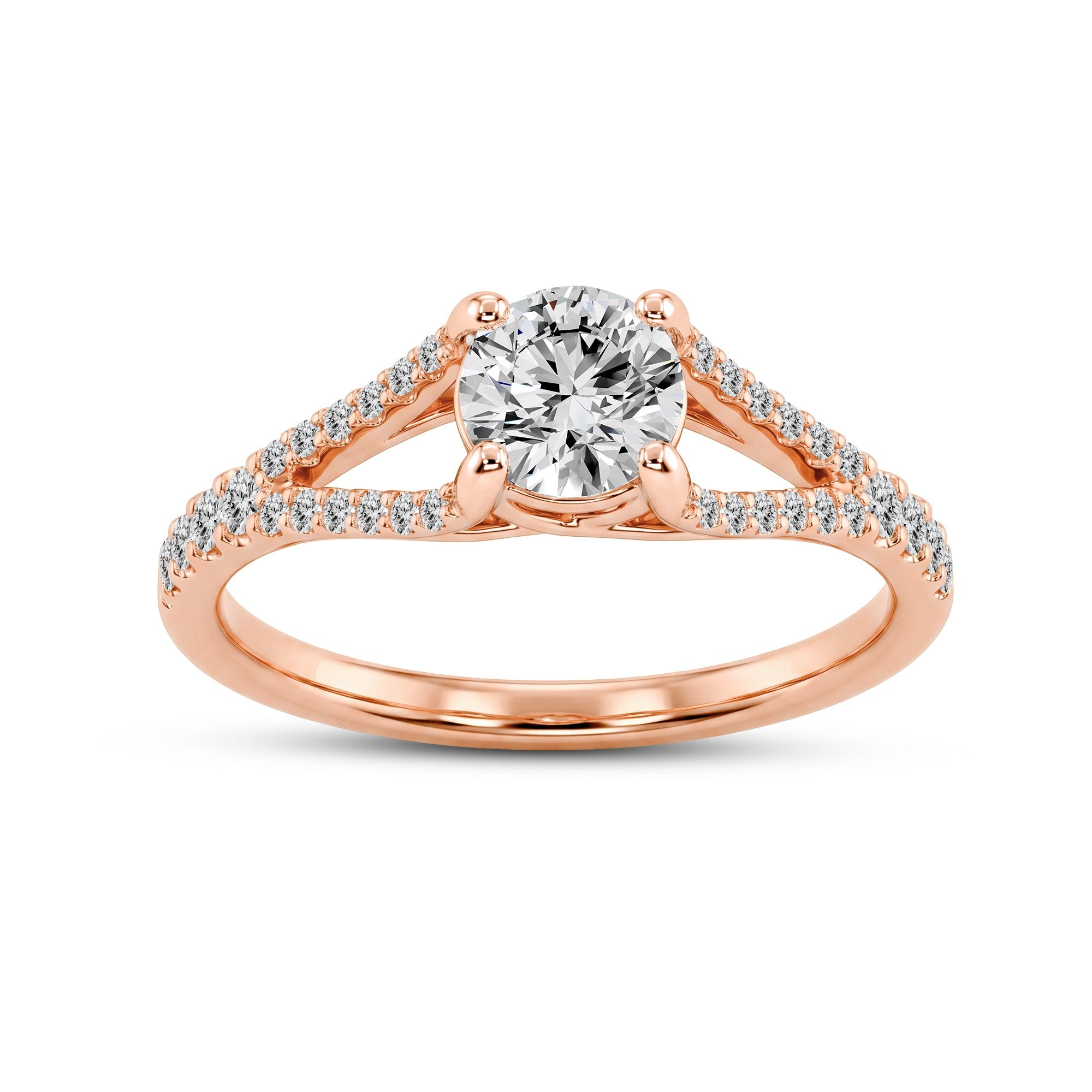 1.00 CTW Round Lab-Grown Diamond Split-Shank Solitaire Ring in 18kt Gold Vermeil.GrownńDiva