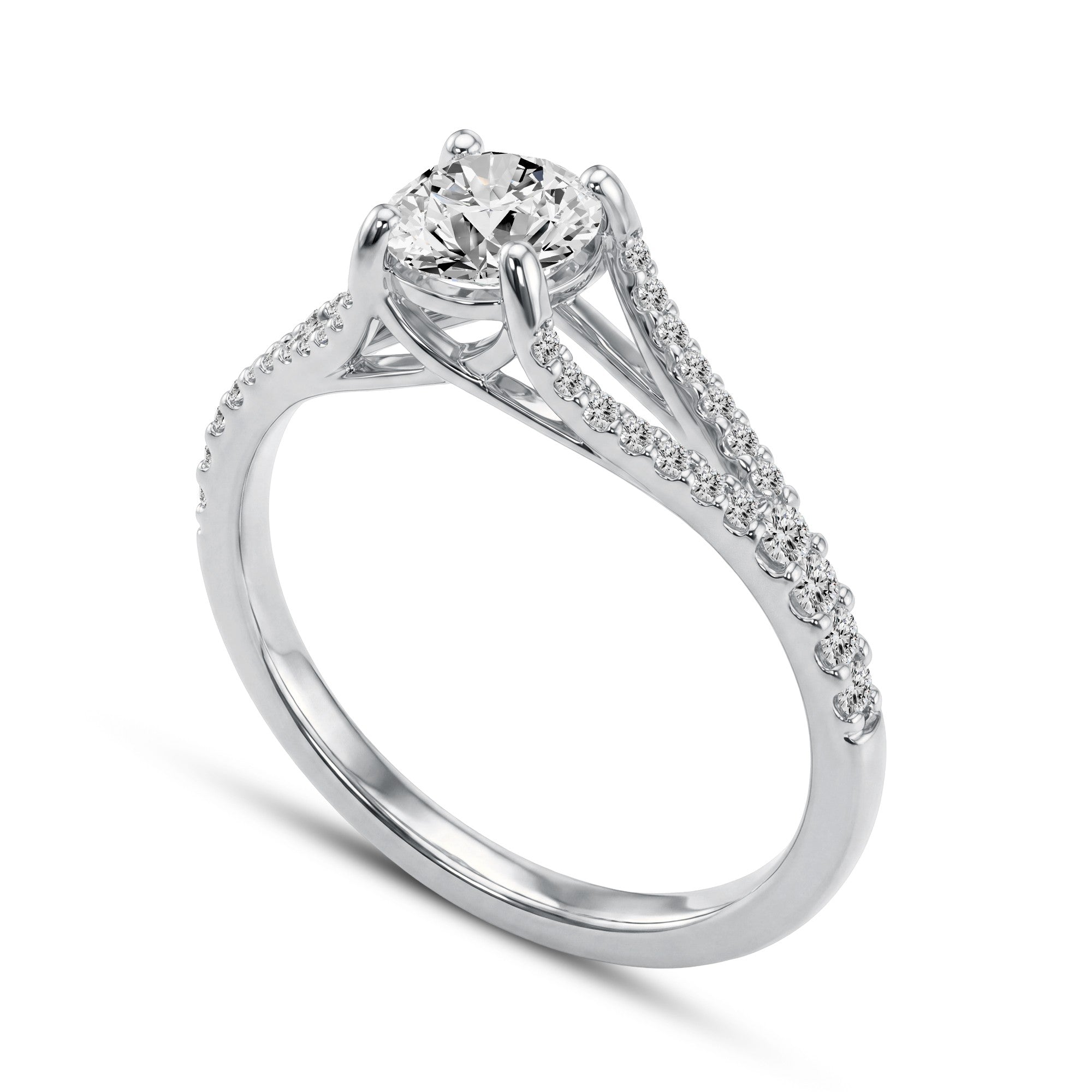 1.00 CTW Round Lab-Grown Diamond Split-Shank Solitaire Ring in 18kt Gold Vermeil.GrownńDiva