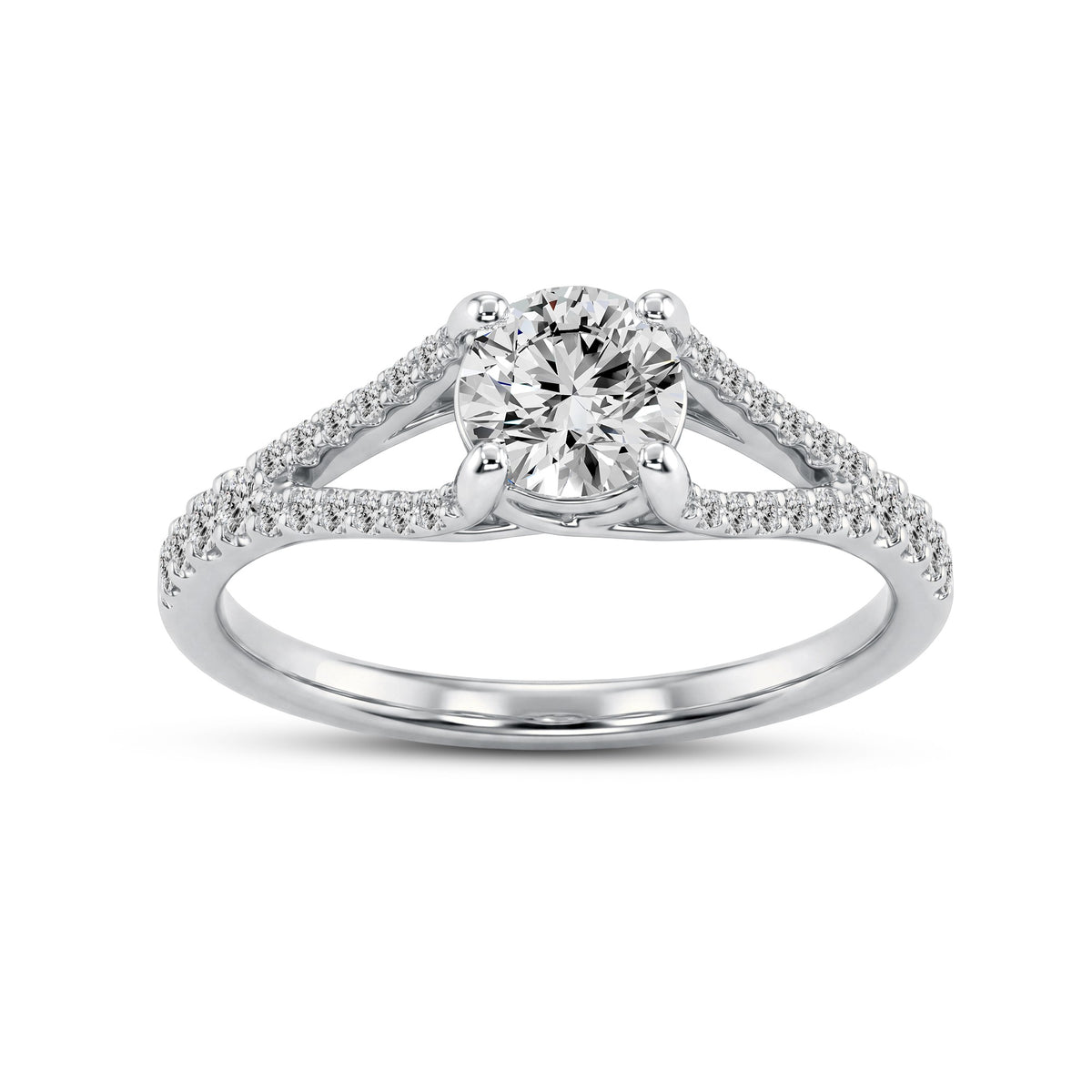 1.00 CTW Round Lab-Grown Diamond Split-Shank Solitaire Ring in 18kt Gold Vermeil.GrownnDiva