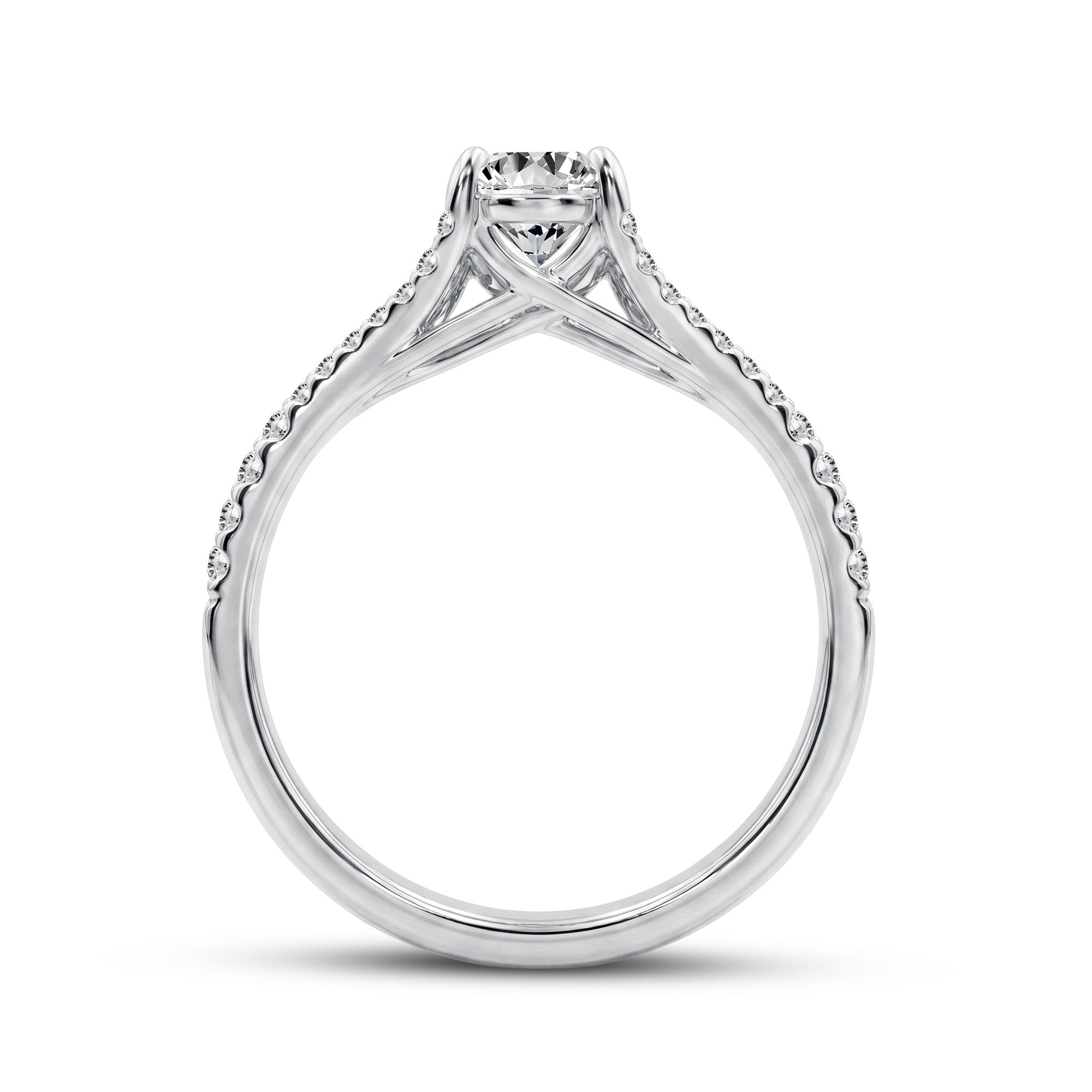 1.00 CTW Round Lab-Grown Diamond Split-Shank Solitaire Ring in 18kt Gold Vermeil.GrownńDiva