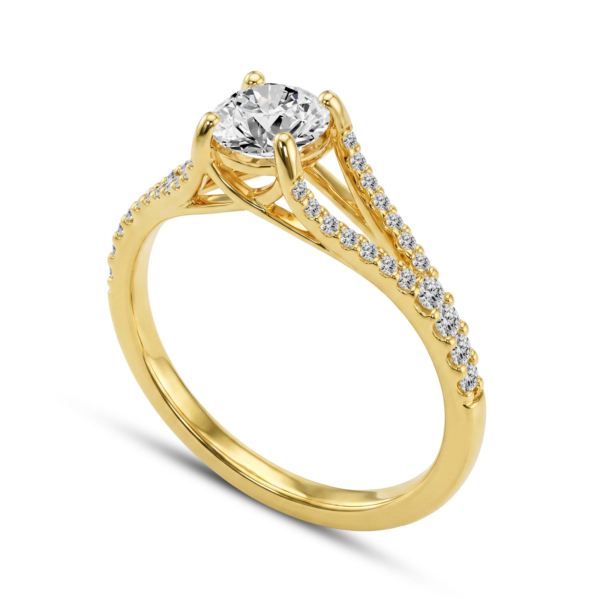 1.00 CTW Round Lab-Grown Diamond Split-Shank Solitaire Ring in 18kt Gold Vermeil.GrownńDiva