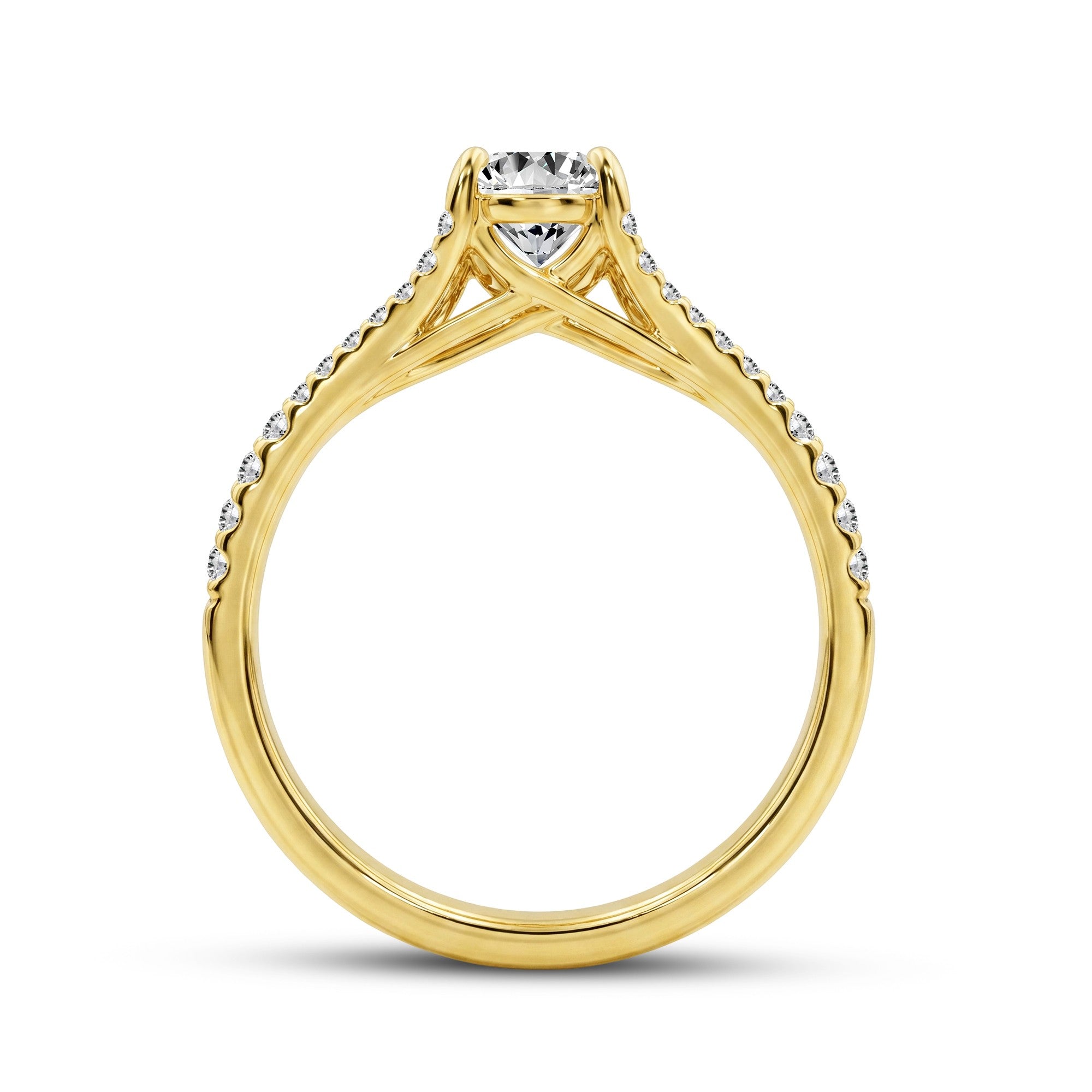 1.00 CTW Round Lab-Grown Diamond Split-Shank Solitaire Ring in 18kt Gold Vermeil.GrownńDiva