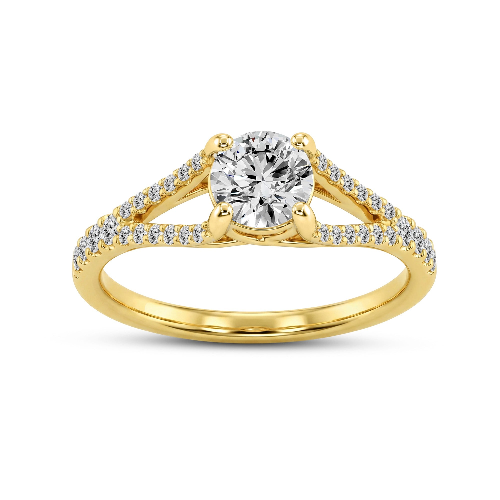 1.00 CTW Round Lab-Grown Diamond Split-Shank Solitaire Ring in 18kt Gold Vermeil.GrownńDiva