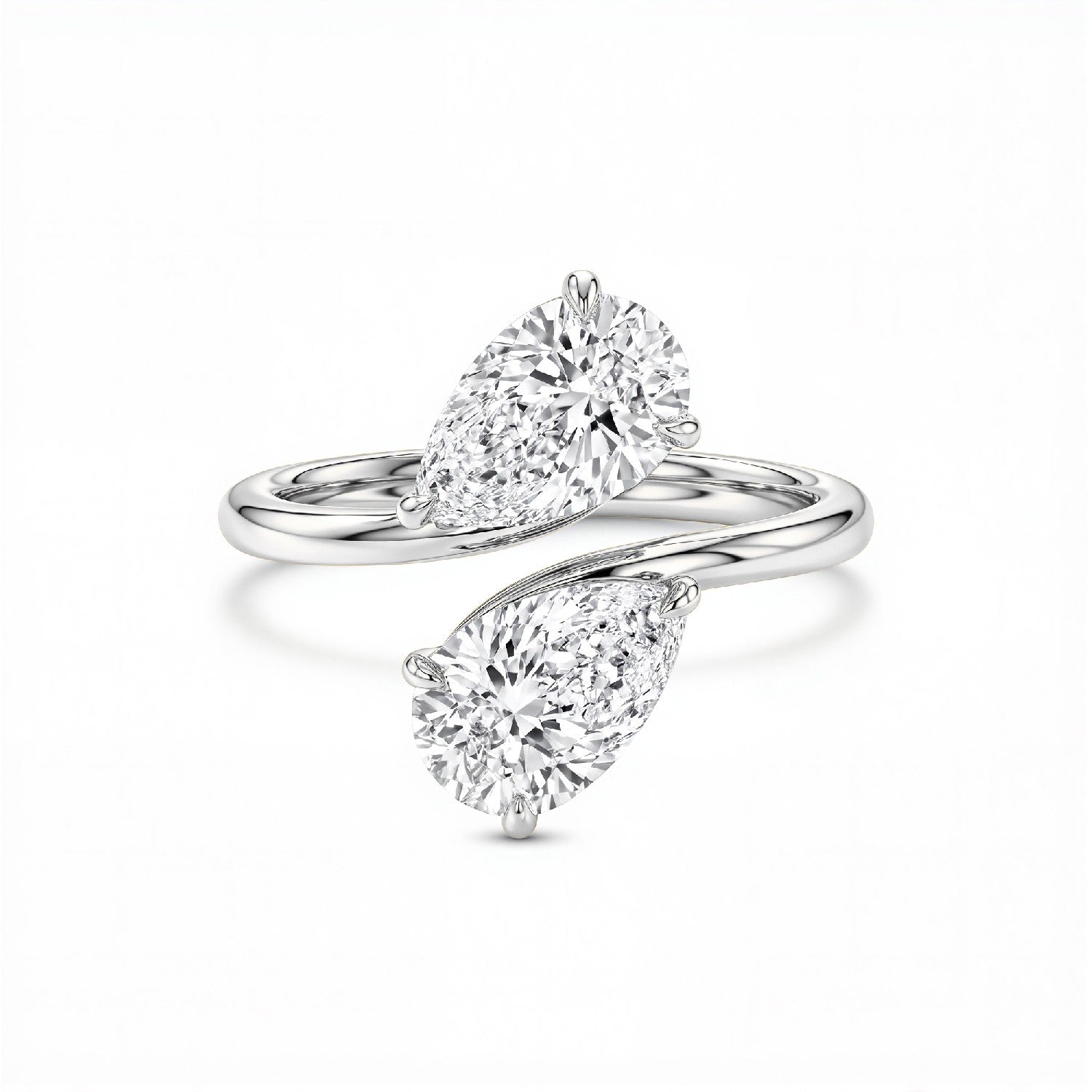 2.06 CTW Pear-Cut Lab-Grown Diamond "Toi et Moi" Bypass Ring in 18kt Gold Vermeil.GrownńDiva