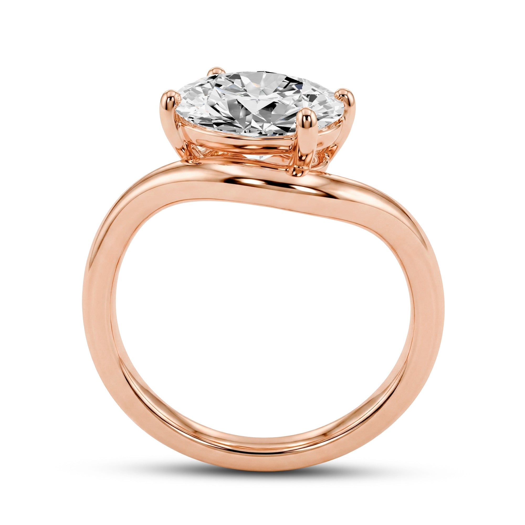 1.80 CTW Oval Lab-Grown Diamond Bypass Solitaire Ring in 18kt Gold Vermeil.GrownńDiva