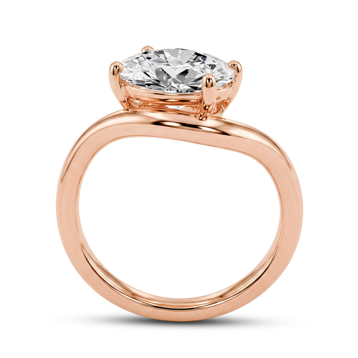 1.80 CTW Oval Lab-Grown Diamond Bypass Solitaire Ring in 18kt Gold Vermeil.GrownnDiva