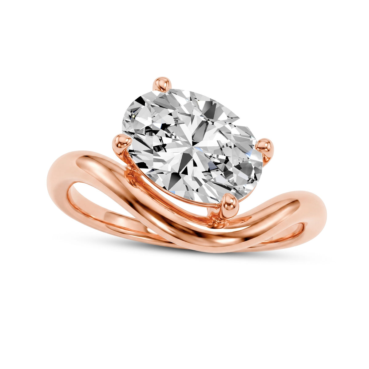 1.80 CTW Oval Lab-Grown Diamond Bypass Solitaire Ring in 18kt Gold Vermeil.GrownnDiva