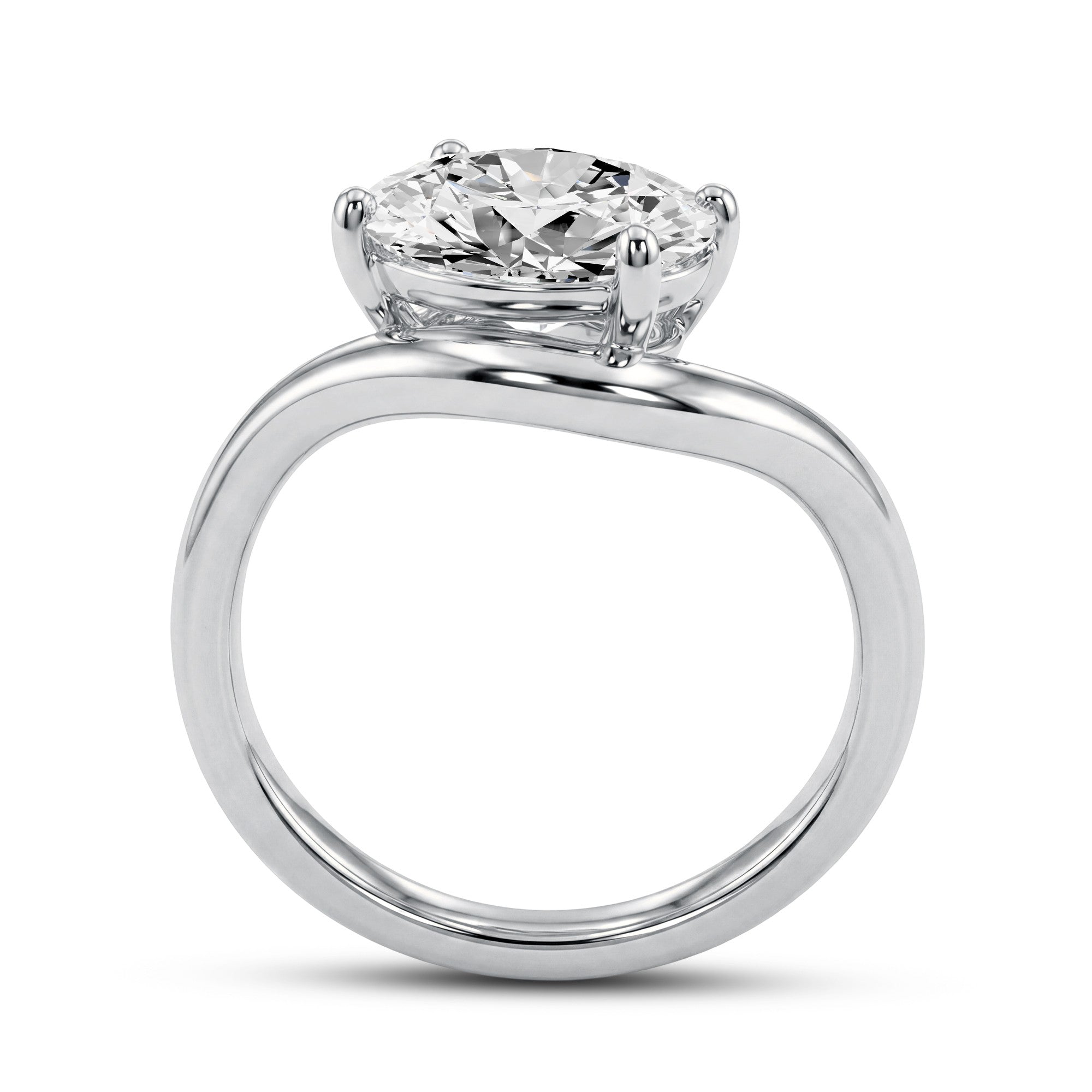 1.80 CTW Oval Lab-Grown Diamond Bypass Solitaire Ring in 18kt Gold Vermeil.GrownńDiva