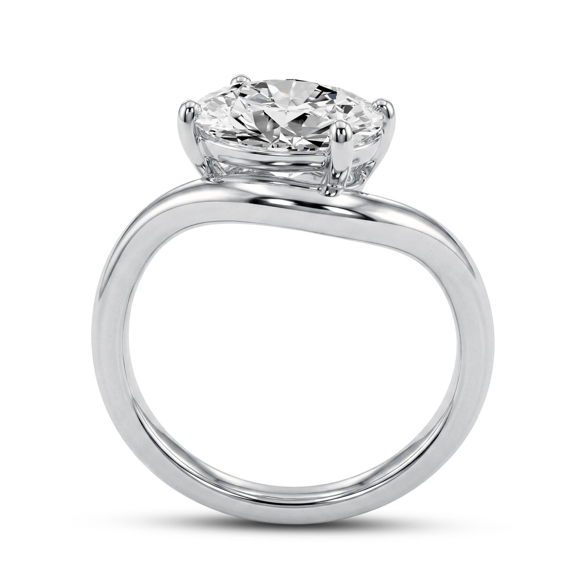 1.80 CTW Oval Lab-Grown Diamond Bypass Solitaire Ring in 18kt Gold Vermeil.GrownnDiva