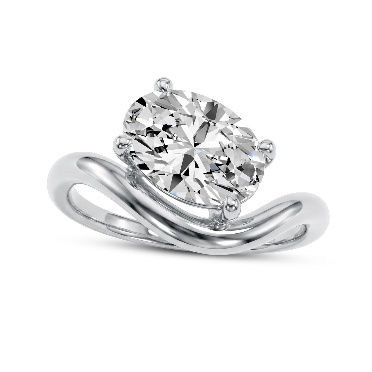 1.80 CTW Oval Lab-Grown Diamond Bypass Solitaire Ring in 18kt Gold Vermeil.GrownnDiva