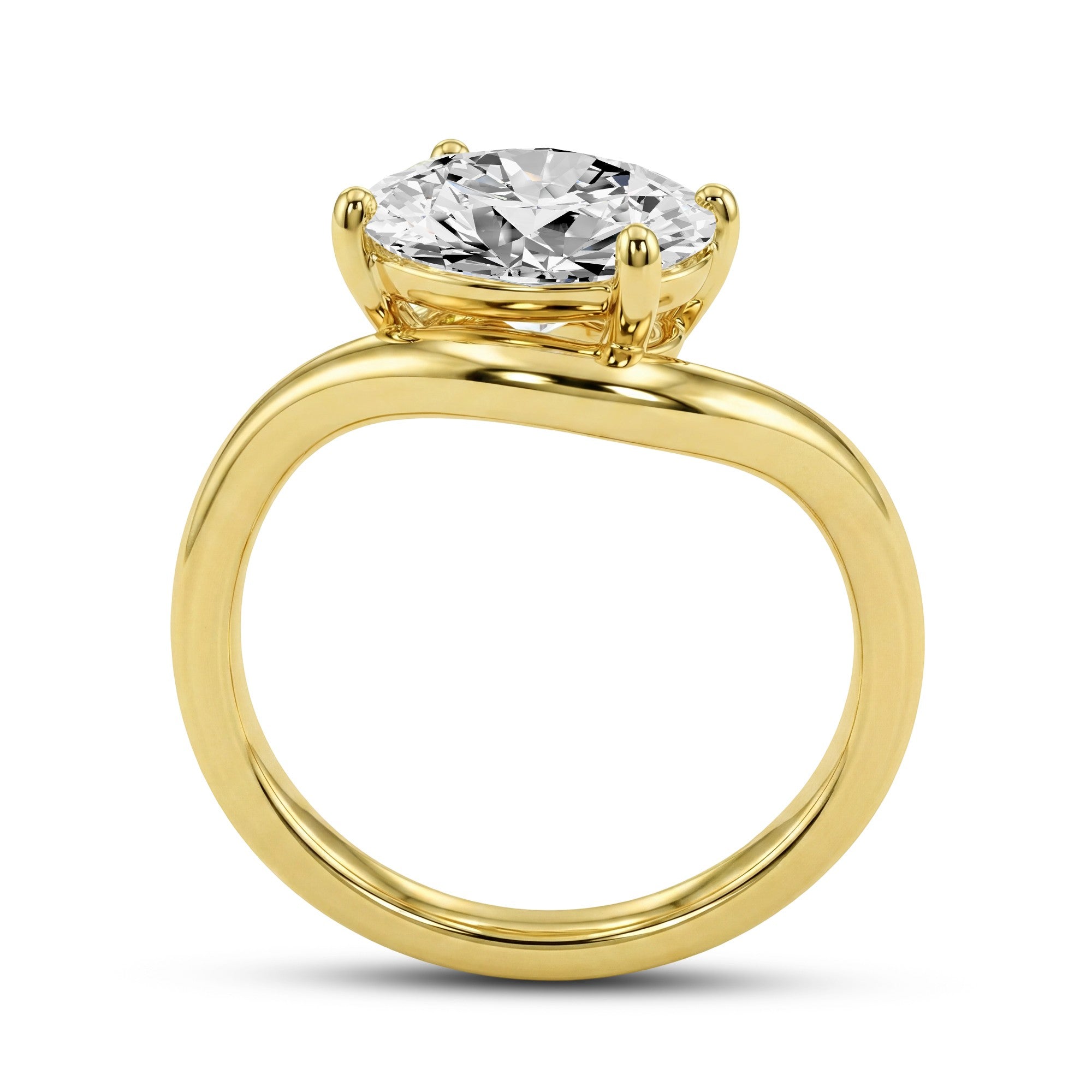 1.80 CTW Oval Lab-Grown Diamond Bypass Solitaire Ring in 18kt Gold Vermeil.GrownńDiva