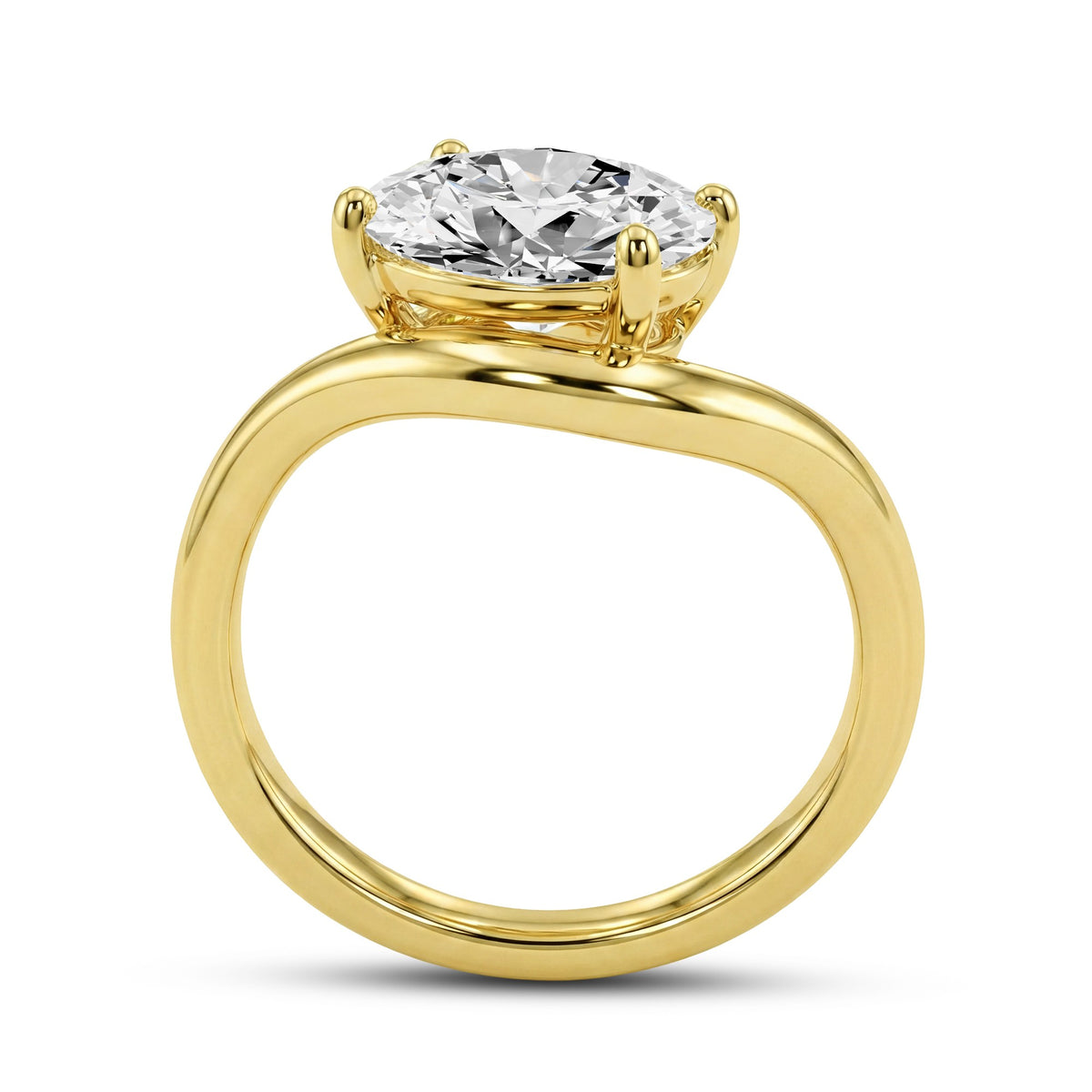 1.80 CTW Oval Lab-Grown Diamond Bypass Solitaire Ring in 18kt Gold Vermeil.GrownnDiva