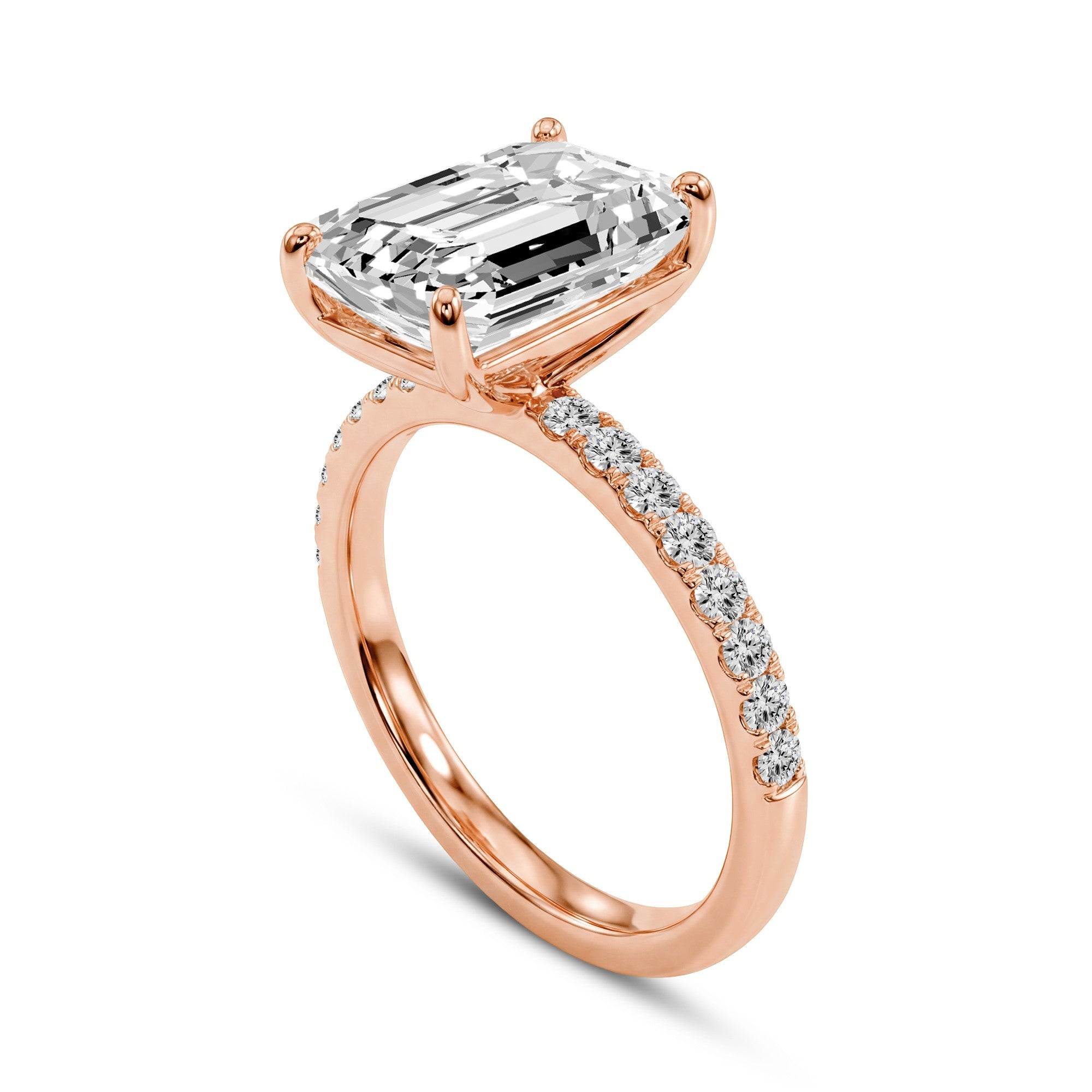 3.36 CTW Emerald Cut Lab-Grown Diamond Solitaire Ring in 18kt Gold Vermeil.GrownńDiva