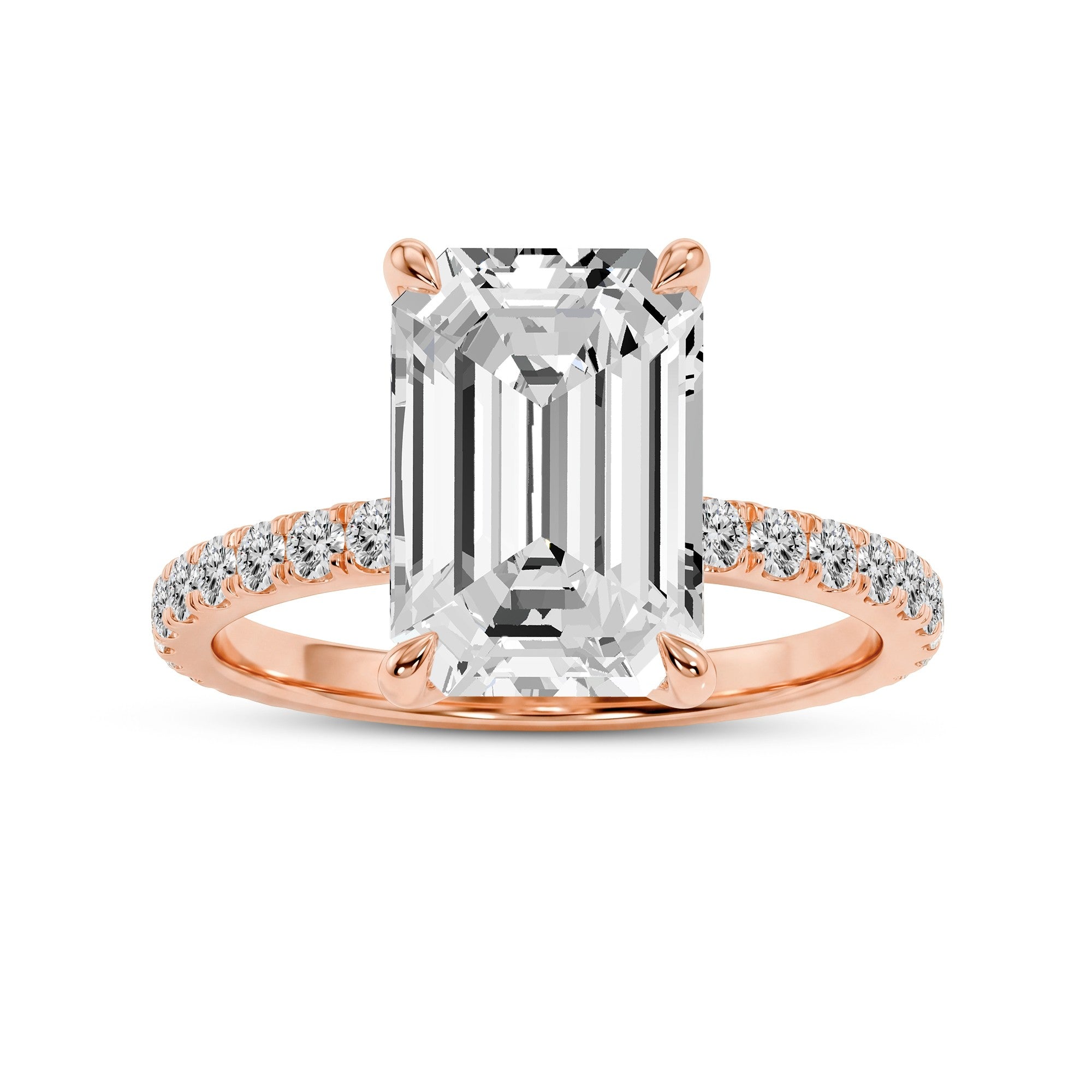 3.36 CTW Emerald Cut Lab-Grown Diamond Solitaire Ring in 18kt Gold Vermeil.GrownńDiva