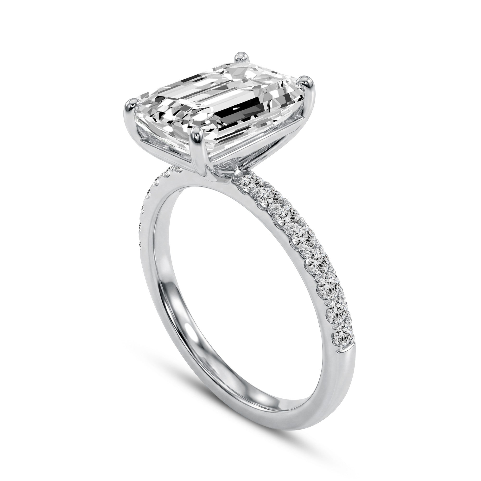3.36 CTW Emerald Cut Lab-Grown Diamond Solitaire Ring in 18kt Gold Vermeil.GrownńDiva