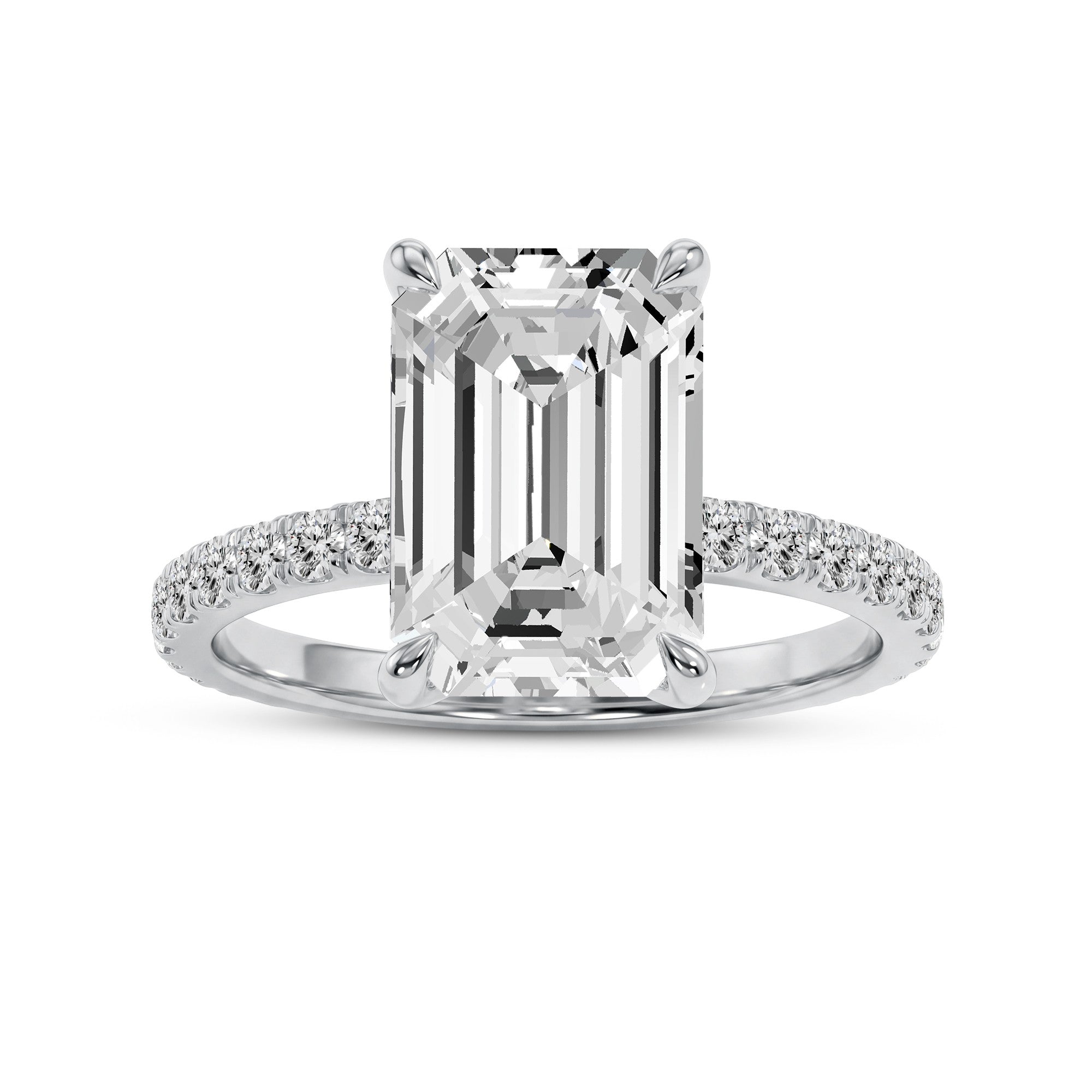 3.36 CTW Emerald Cut Lab-Grown Diamond Solitaire Ring in 18kt Gold Vermeil.GrownńDiva