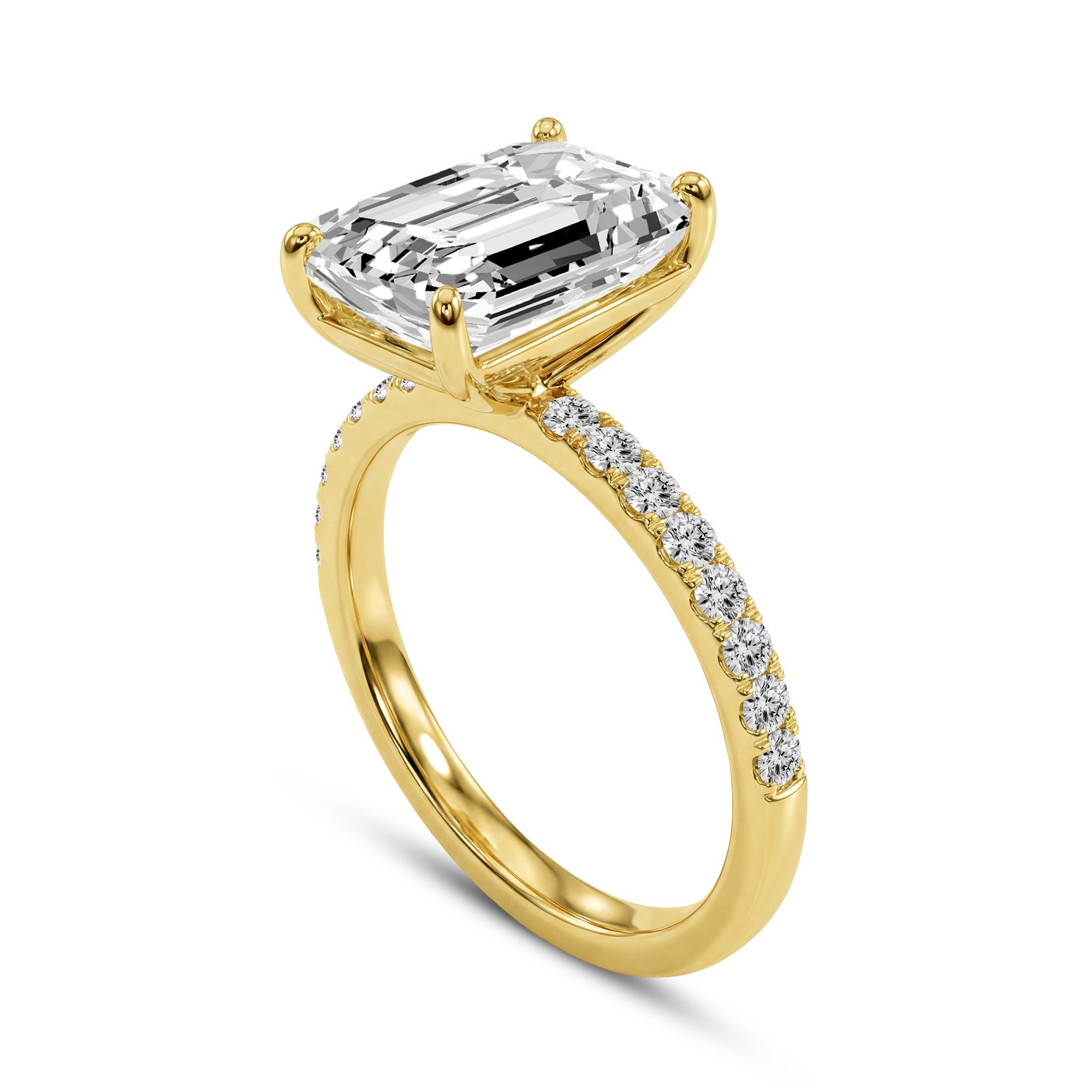 3.36 CTW Emerald Cut Lab-Grown Diamond Solitaire Ring in 18kt Gold Vermeil.GrownńDiva