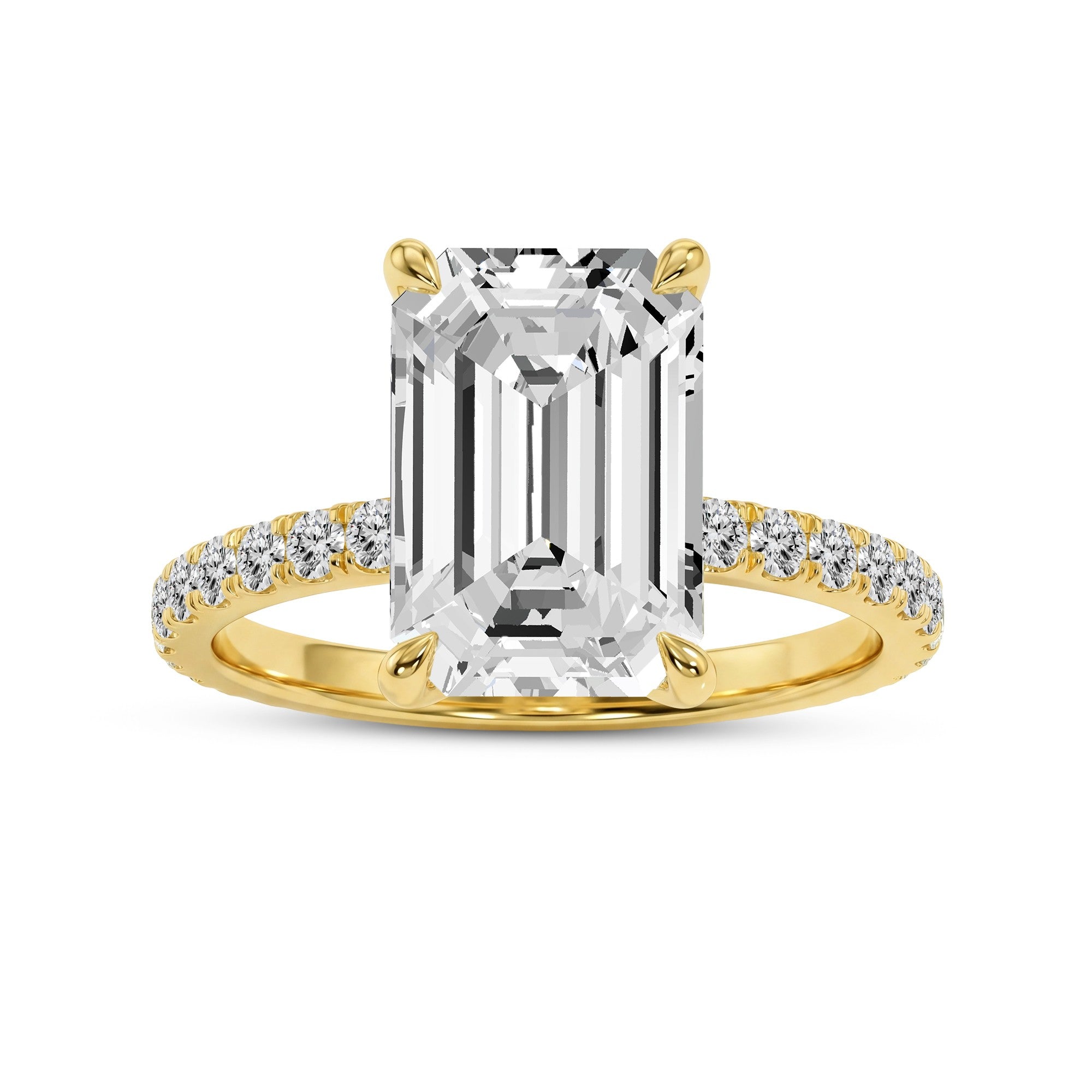 3.36 CTW Emerald Cut Lab-Grown Diamond Solitaire Ring in 18kt Gold Vermeil.GrownńDiva