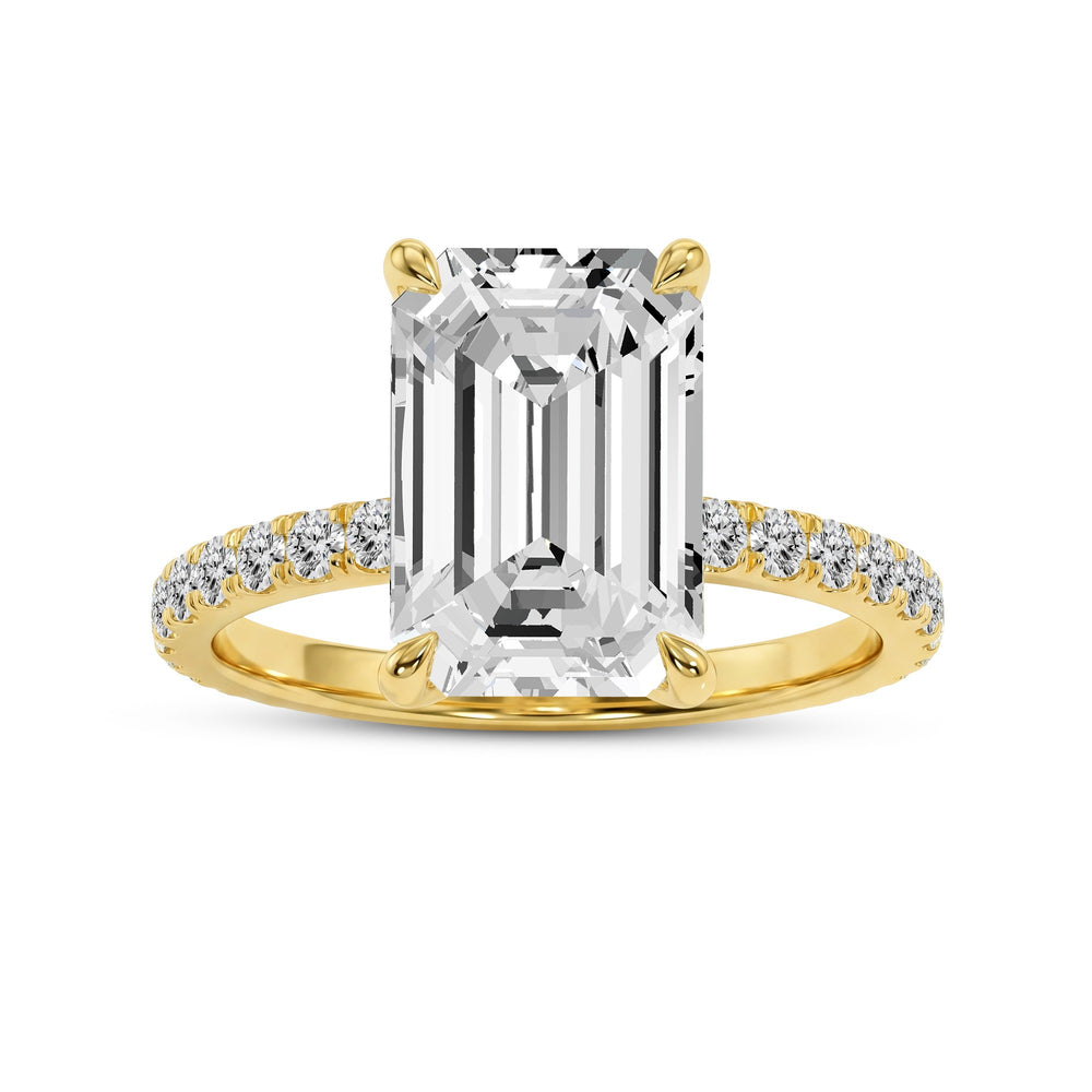 3.36 CTW Emerald Cut Lab-Grown Diamond Solitaire Ring in 18kt Gold Vermeil.GrownńDiva